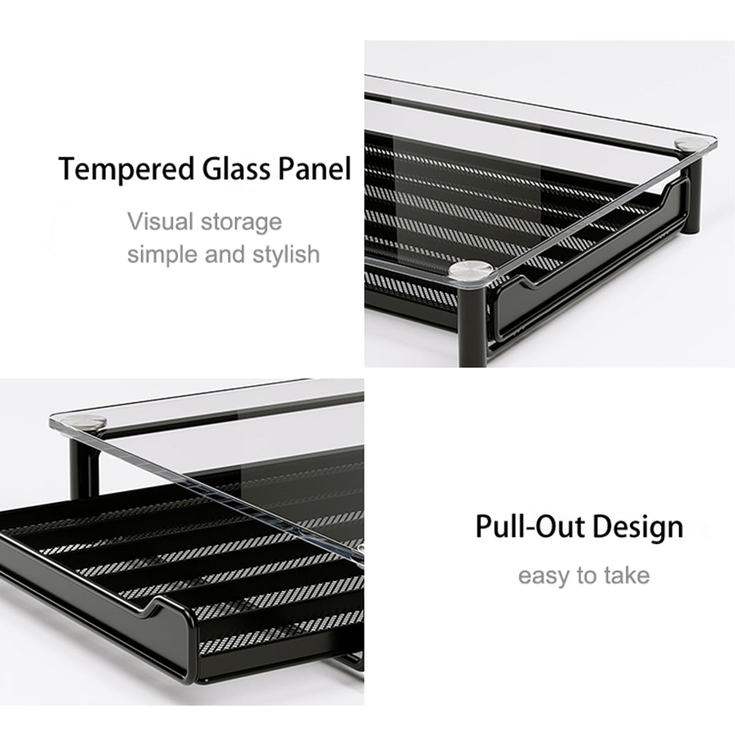 SEVENLINE Crystal Tempered Glass Coffee Pod Storage Drawer Compatible with Nespresso OriginalLine Capsules Holder 60 Original Line Pods Holds Kitchen Organizer