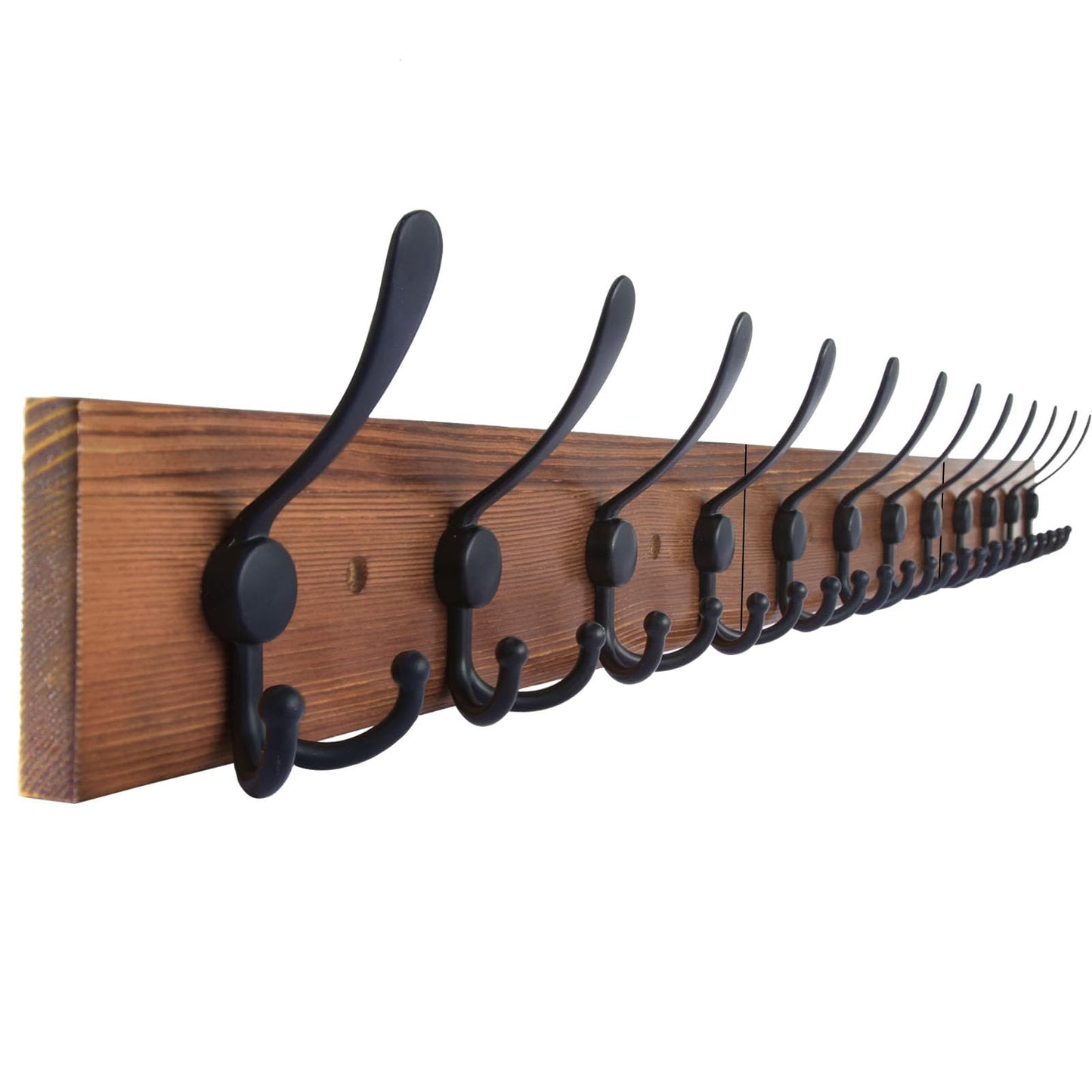 Homagic Wall Mount Coat Rack 47.3'' Burnt Brown Hanger - Rustic Towel Rack for Bathroom, Living Room - Hooks for Coats, Hats, Clothes