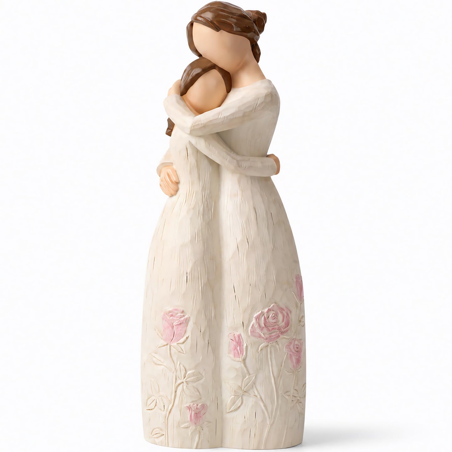 Yuideary Mother and Daughter Hug Resin Figurine – Mom Birthday Gifts from Daughter, Gifts for mom – Handcrafted Blush Rose Relief Keepsake Home Decor