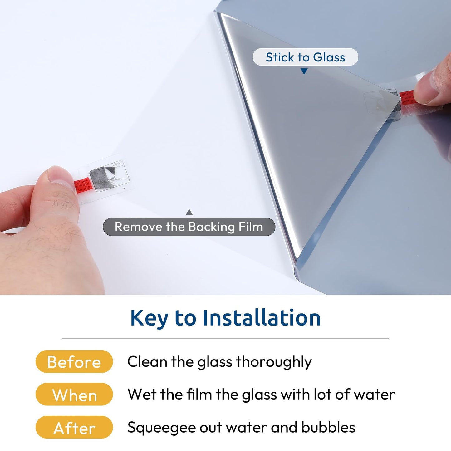 rabbitgoo Window Privacy Film One Way Window Tint for Home, Removable Reflective Heat Sun Blocking Anti UV Glass Door Covering, Mirror Tinting Film House Office, 29.5 in X 6.5 Feet, Silver