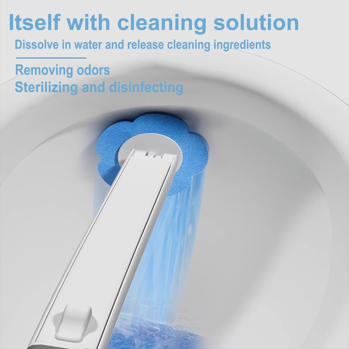 Ucaimao 2 Pack Disposable Toilet Brush and Holder Set,Extended Handle with 48 Cleaner Refills Toilet Brush for Toilet Bowl Cleaners,Bathroom Cleaning, Bathtub - Blue (Ocean Fresh Scent)