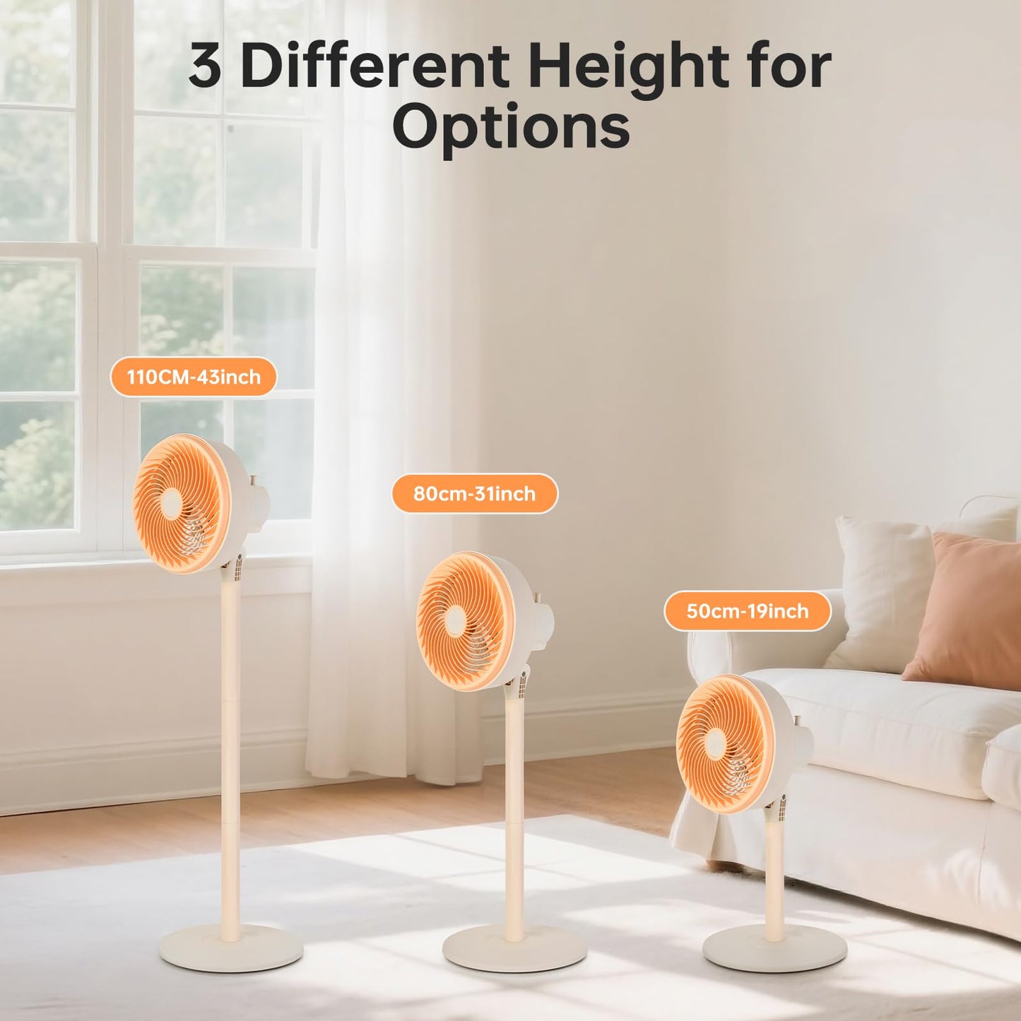 BEESTAR Stand Fan for Bedroom,Oscillating Pedestal Fan with 3-Speed, Adjustable Height,Standing Floor Fan for Living Room, Bedroom, Kitchen, and Home Office (10 INCH)