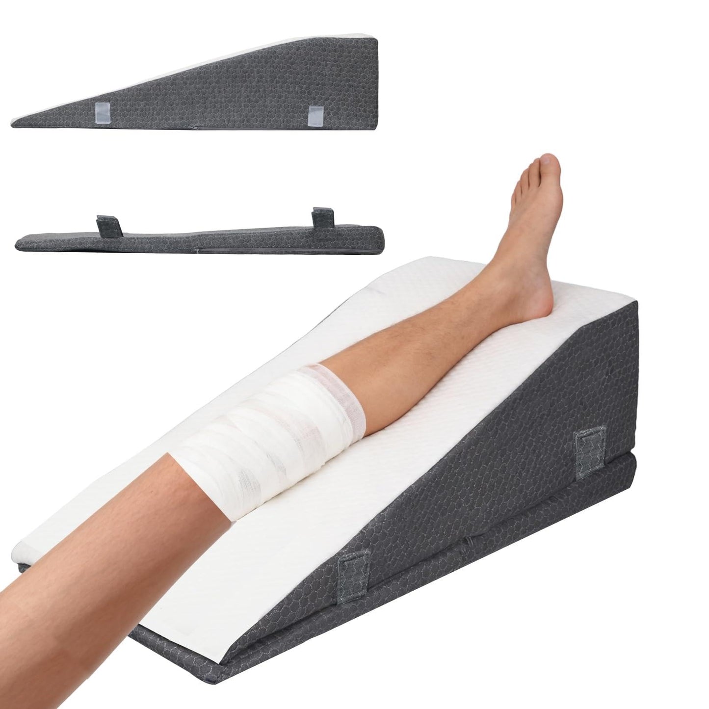 odesoy Leg Elevation Pillow Wedge for After Surgery - Adjustable Knee & Ankle Support, Post Surgery Recovery, Swelling Relief and Blood Circulation, Crystal Velvet Cover, High-Density Foam