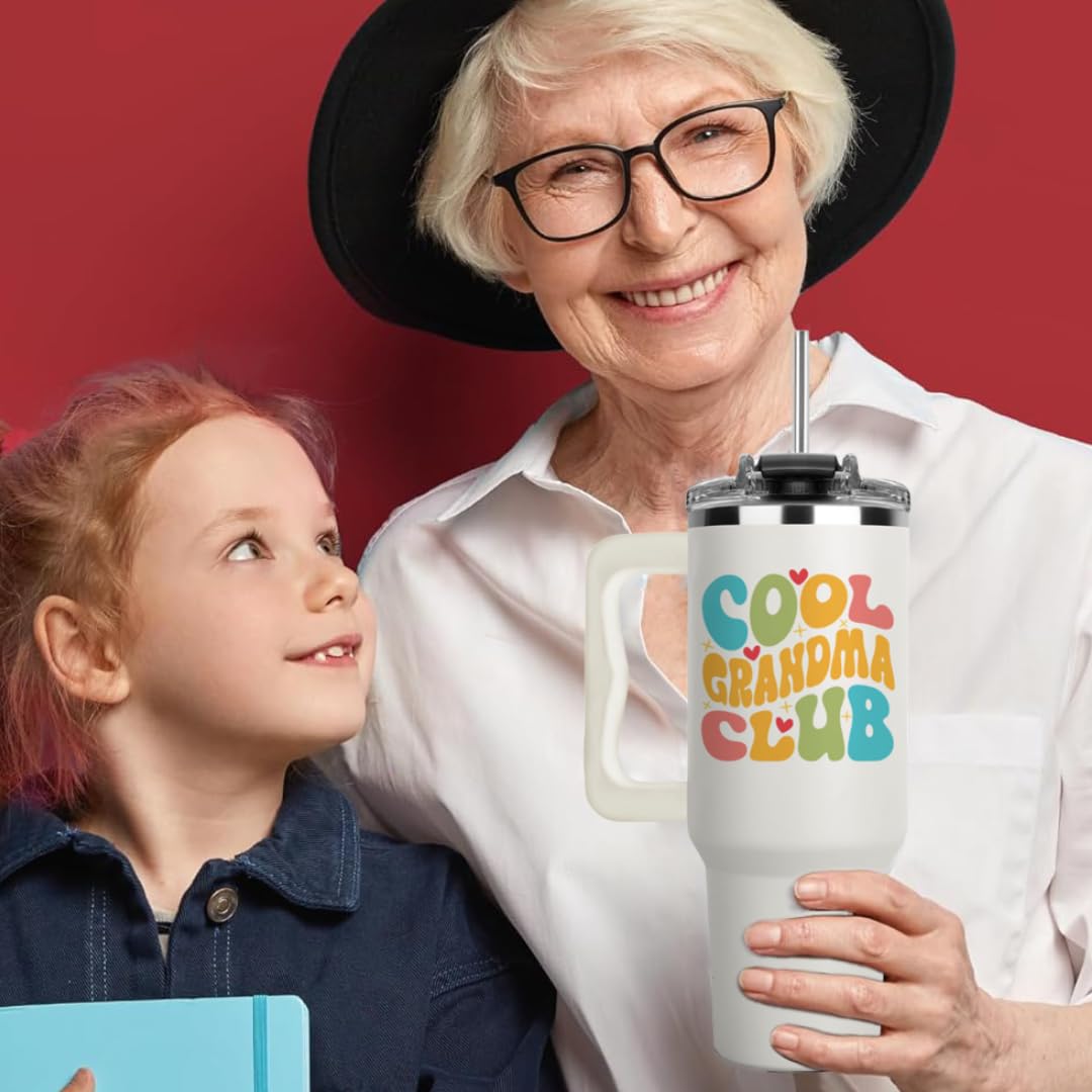 Vivulla68 Cool Grandma Club Tumbler 40Oz, Grandmother Coffee Mugs, Gifts Ideas for Grandmas, Grammy, Granny, Nana, Gigi, Mimi, Mamaw - Grandmother Birthday Gift, Grandmy Cup for Mothers Day Christmas