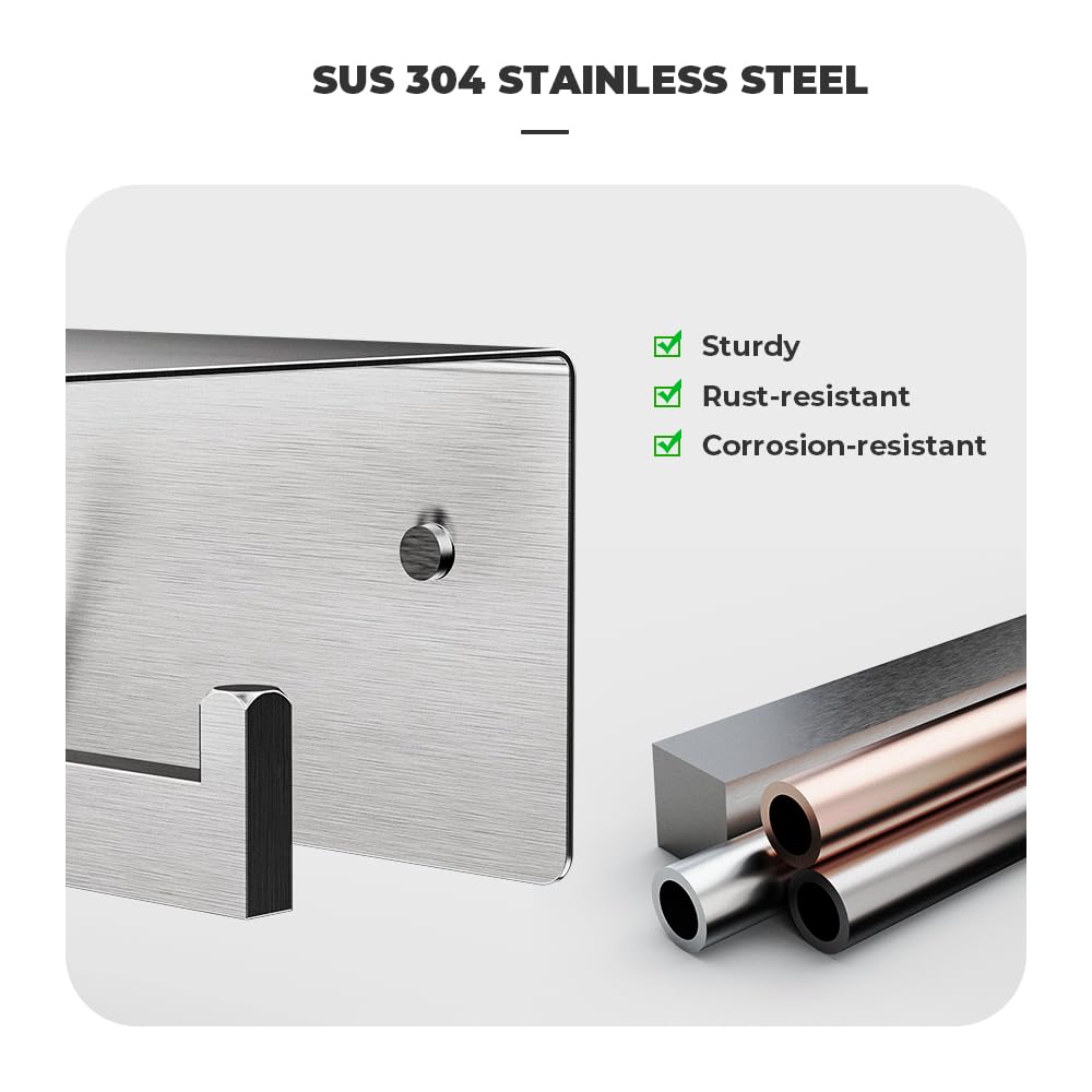 Double Toilet Paper Holder with Shelf, FreshGlow Large Tissue Holder Brushed Nickel, Wall Mount Commercial Toilet Paper Dispenser Phone Shelf Stainless Steel, Tissue Roll for Bathroom