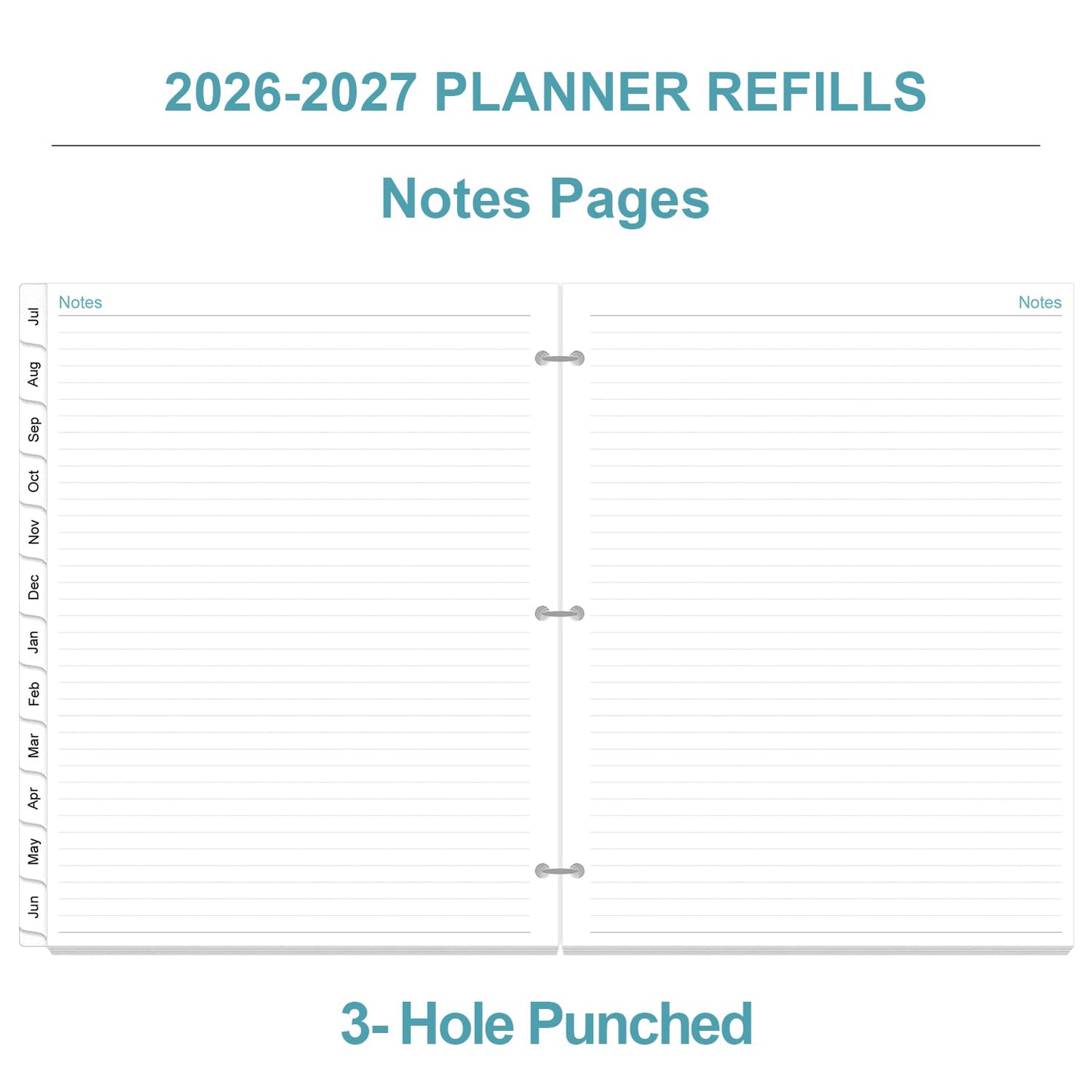 2026-2027 Planner Refill - One Page Per Day, 3-Hole Daily ＆ Monthly Planner Refills, July 2026 - June 2027, 8.5" x 11"