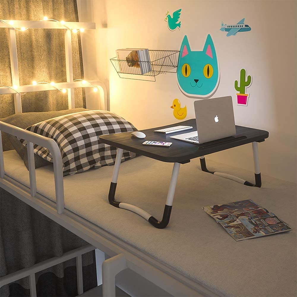 Home Office Lap Desk with Storage Drawer, Cup and Phone Holder, Laptop Bed Tray Table, 23.6" Foldable Desk, Laptop Stand for Breakfast, Working, Writing, Gaming and Drawing