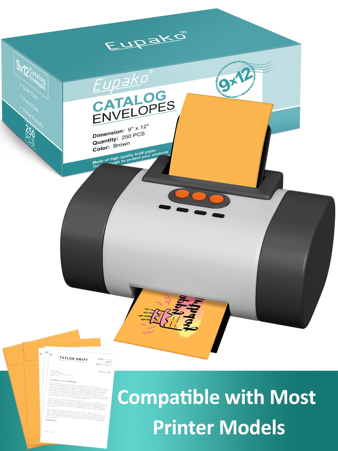 Eupako Catalog Mailing Envelopes 9x12 Brown Envelopes Self Seal 250 Pack for Organizing and Storage