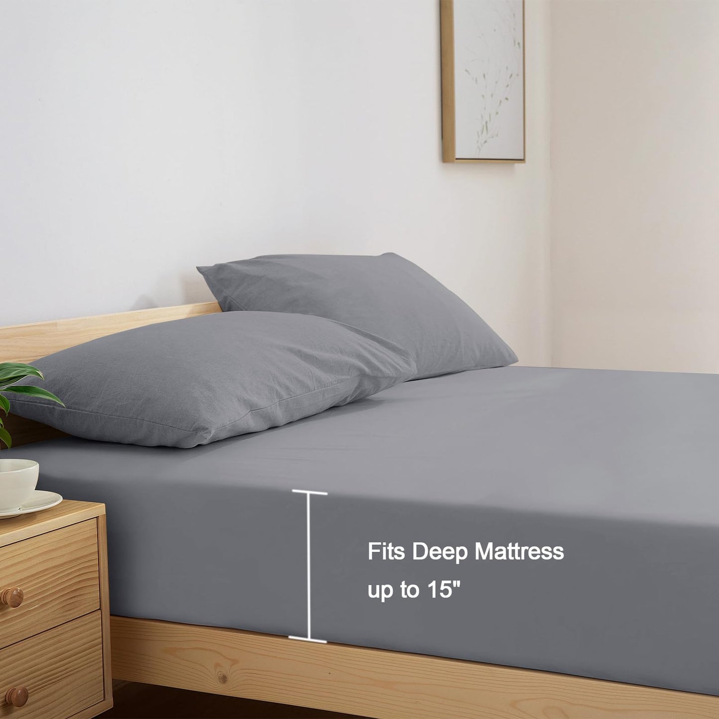 SPRINGSPIRIT Split Top King Sheets Sets for Adjustable Bed, 4 Piece Bed Sheets Set Deep Pockets, Extra Soft and Breathable Bedding Sheets, Grey