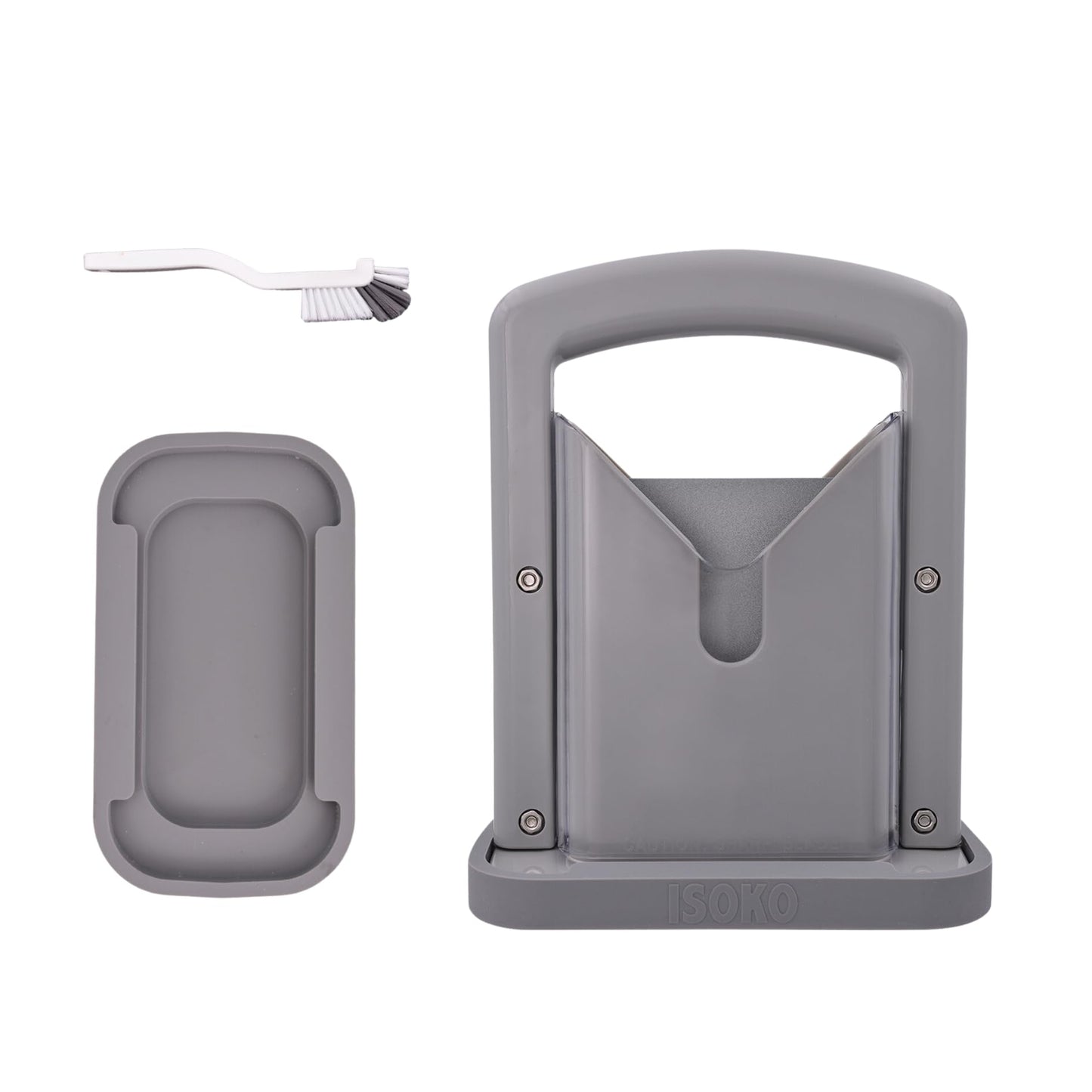 ISOKO Bagel Slicer - Premium Stainless Steel Bagel cutter, with Smooth Guillotine and Non-Slip Silicone Base for Perfect Slices Every Time for the better bagel experience. Gray