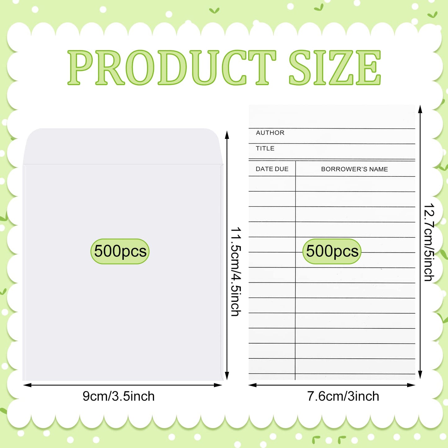 Harloon 1000 Pcs Library Cards Pockets and Library Checkout Cards, Self Adhesive Book Pockets Personal Reading Kit Due Date Envelope Sleeves for Classroom Office CDs DVDs Gift Tag