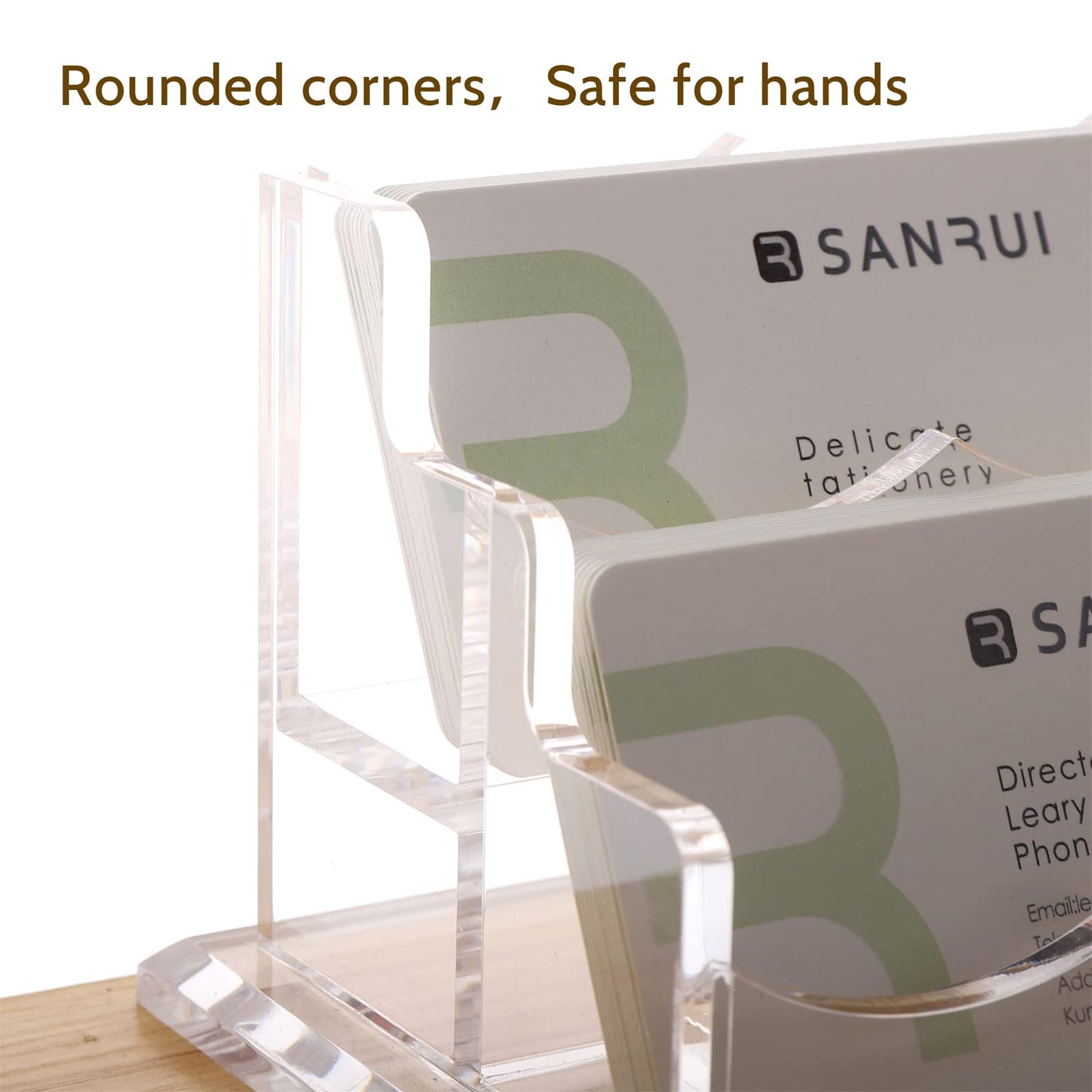 SANRUI Business Card Holder for Desk Clear Acrylic Business Card Holders, Business Card Display Stand 3Tier 9 Slots