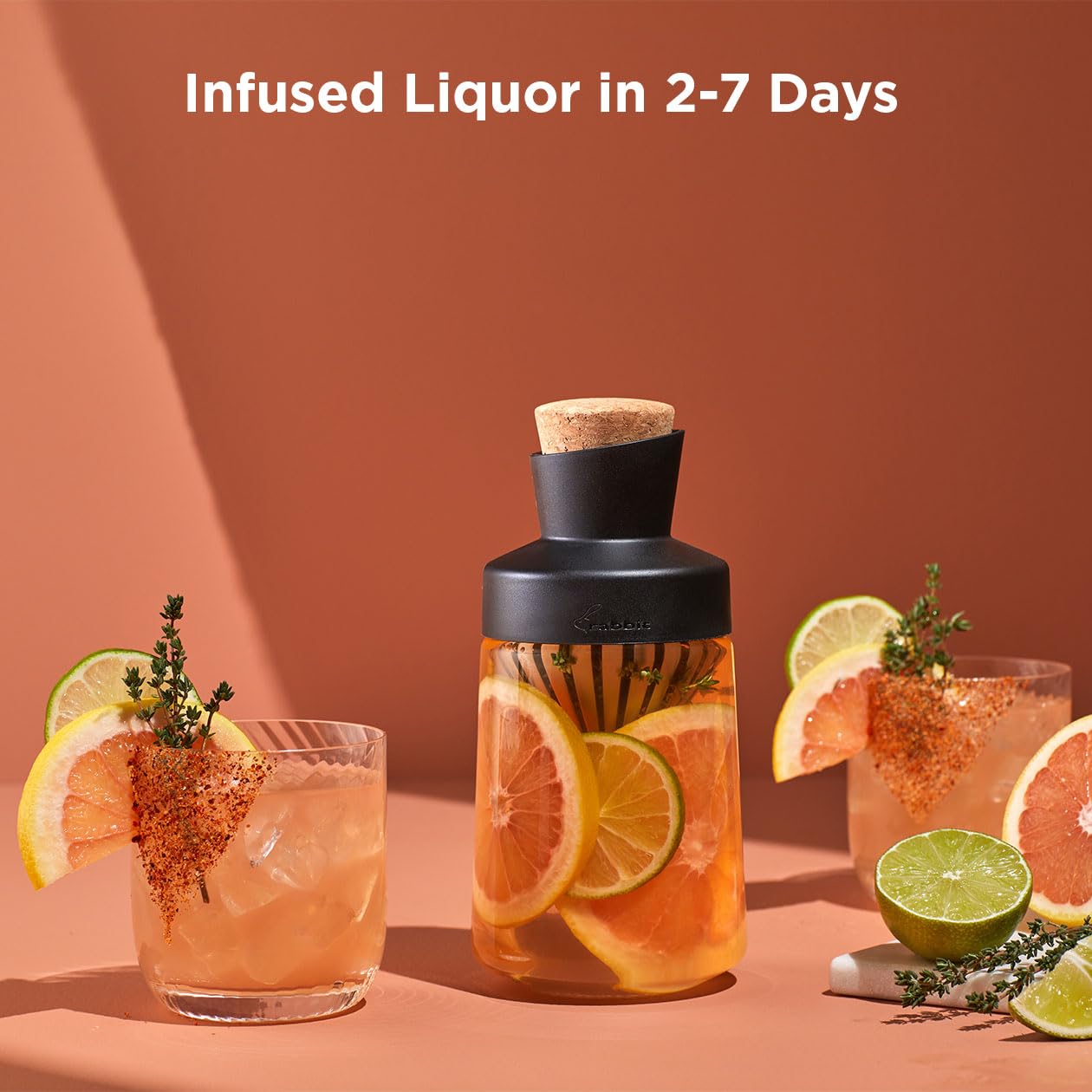 Rabbit Liquor Infusing Decanter | 20 oz Alcohol and Spirits Infuser Kit with Integrated Filter Basket | Perfect for Custom Cocktails and Gifts