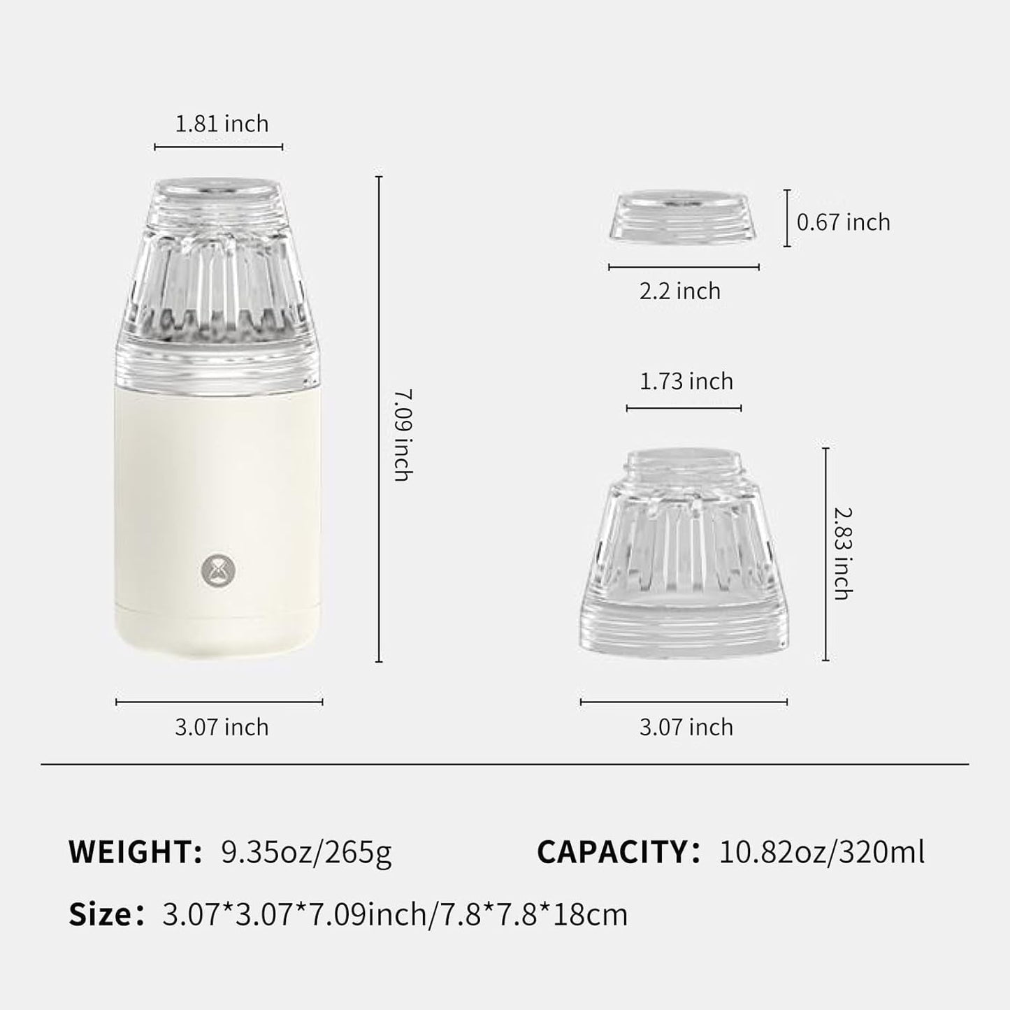 TIMEMORE Portable Coffee Maker Pour-Over Coffee Dripper, Travel Coffee Cup, Manual Brewer for Home and Outdoors - Ceramic-Coated Stainless Steel Tumbler 10.08 oz Capacity