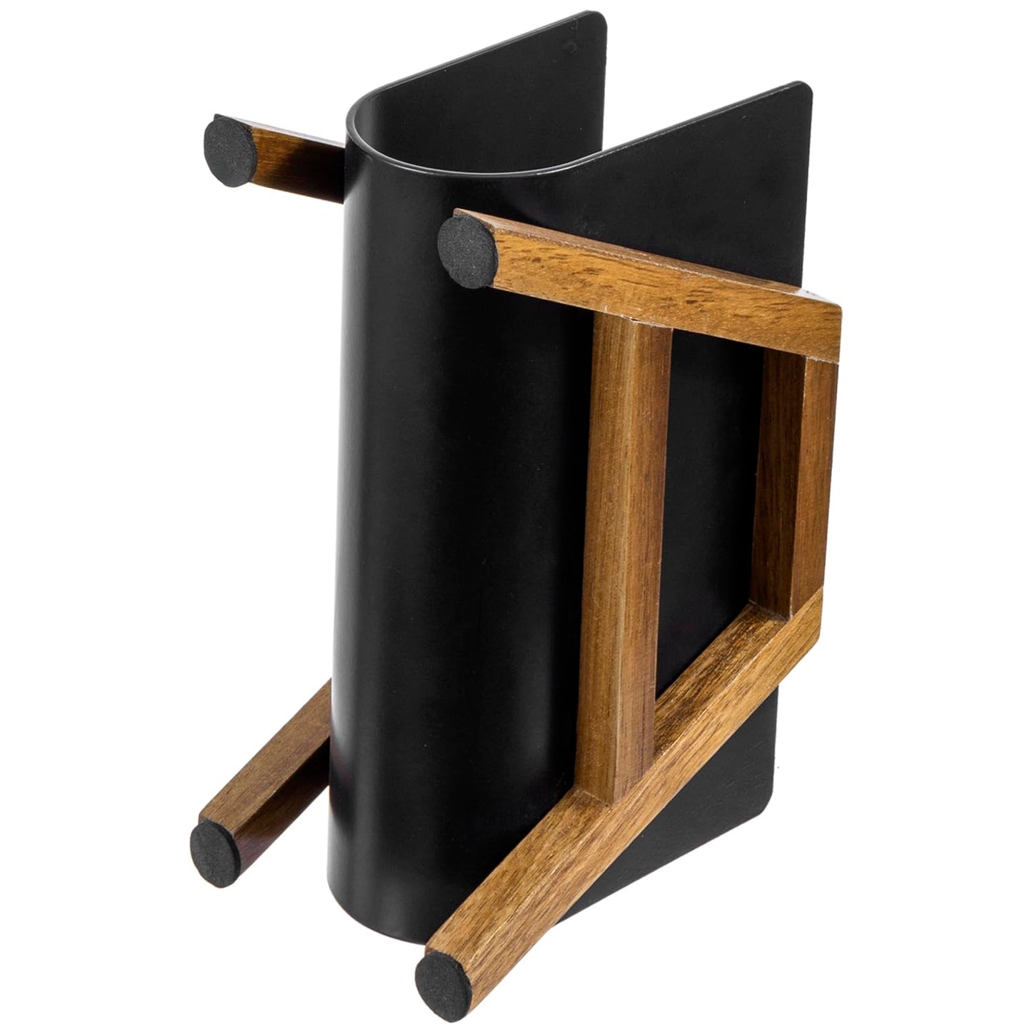 MyGift Modern Desktop Mail Holder, Urban Solid Acacia Wood and Matte Black Metal Tabletop Letter Sorter