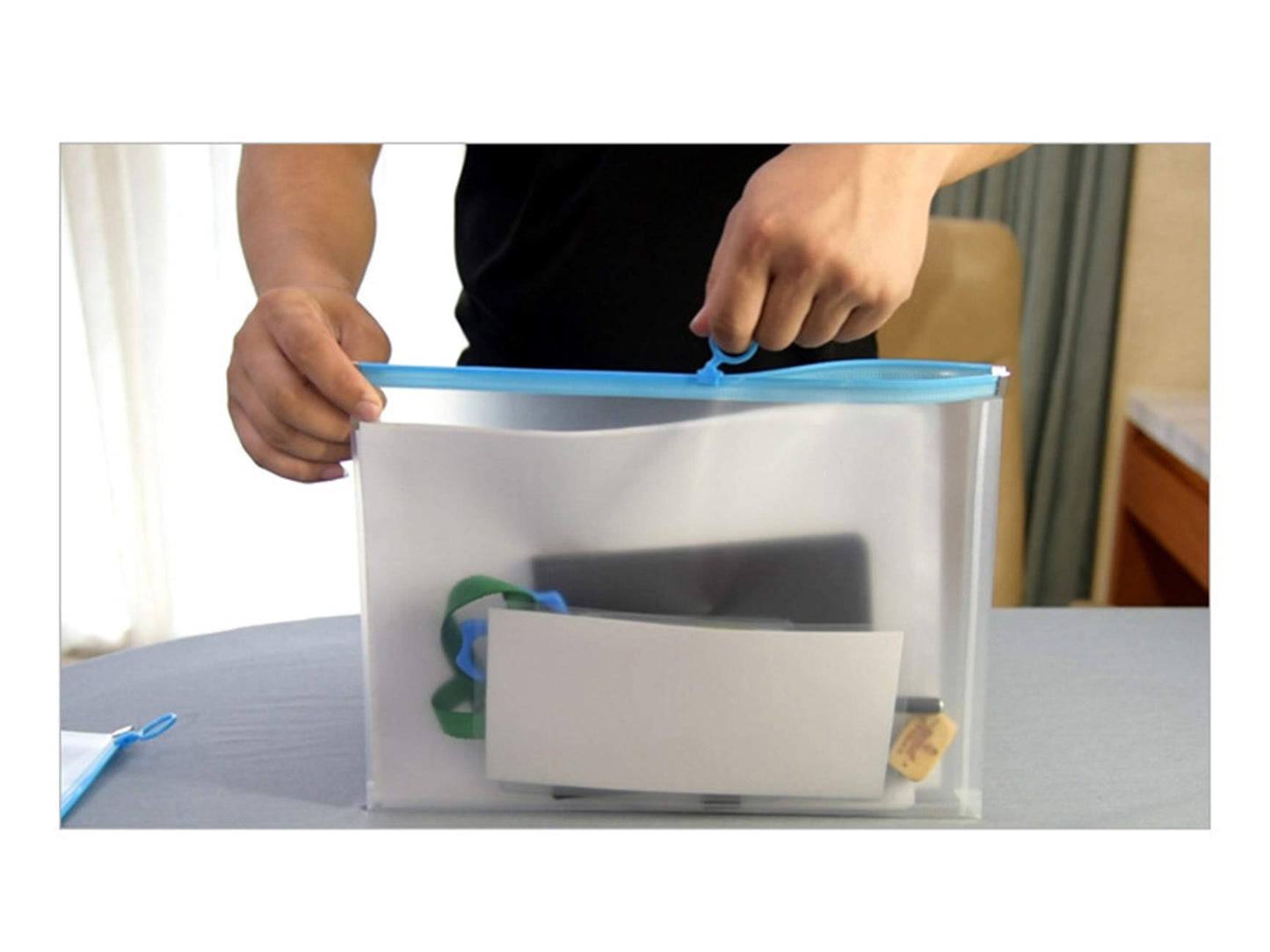 YESSART 9x12 Clear Zip Plastic Envelopes File Document Paper Holder Pack of 24 (24 Pack)