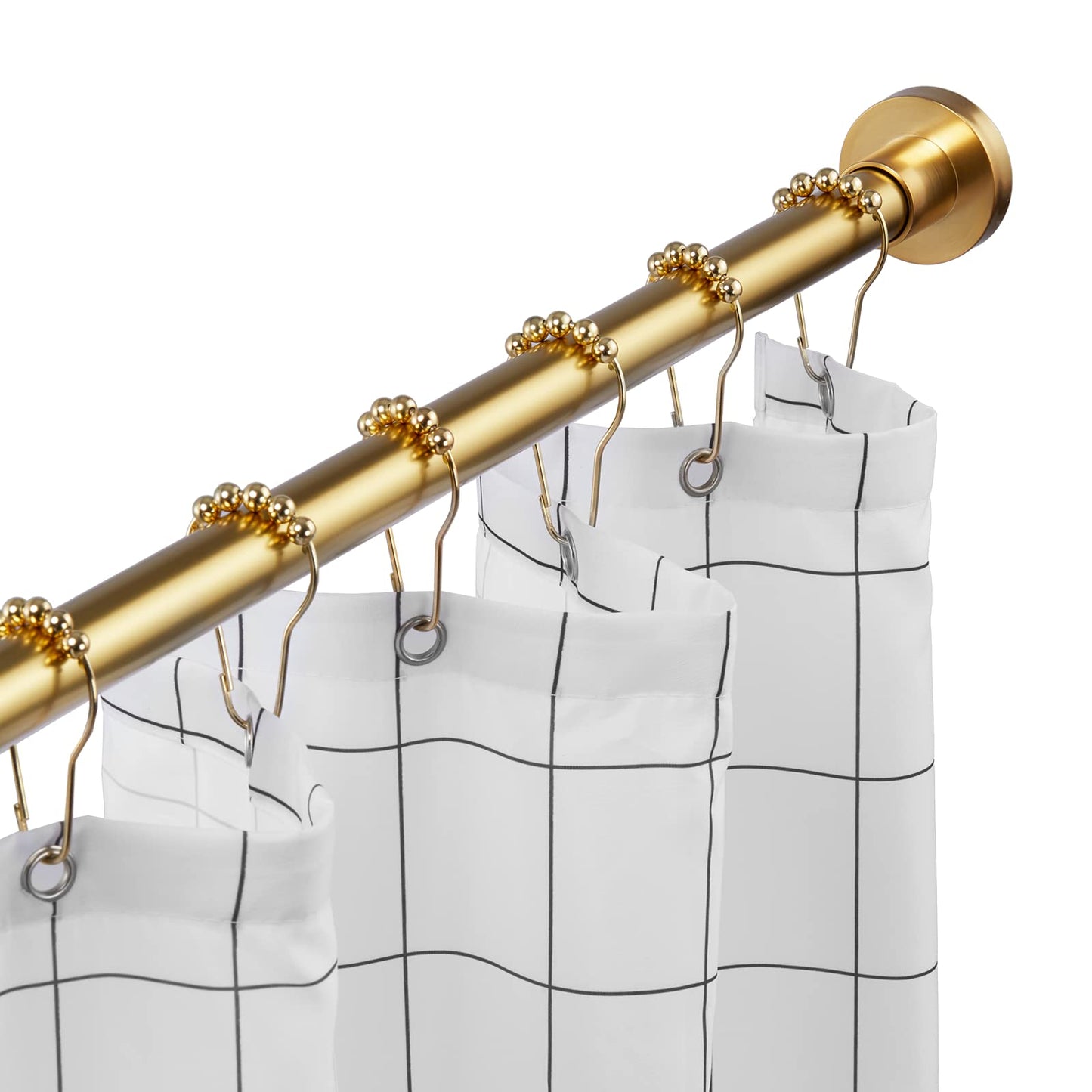 EBOATOP Shower Curtain Rod Tension- No Drill Non-Slip Spring Tension Shower Rod for Window or Bathroom, 43-73 inches Metal Steel, Gold