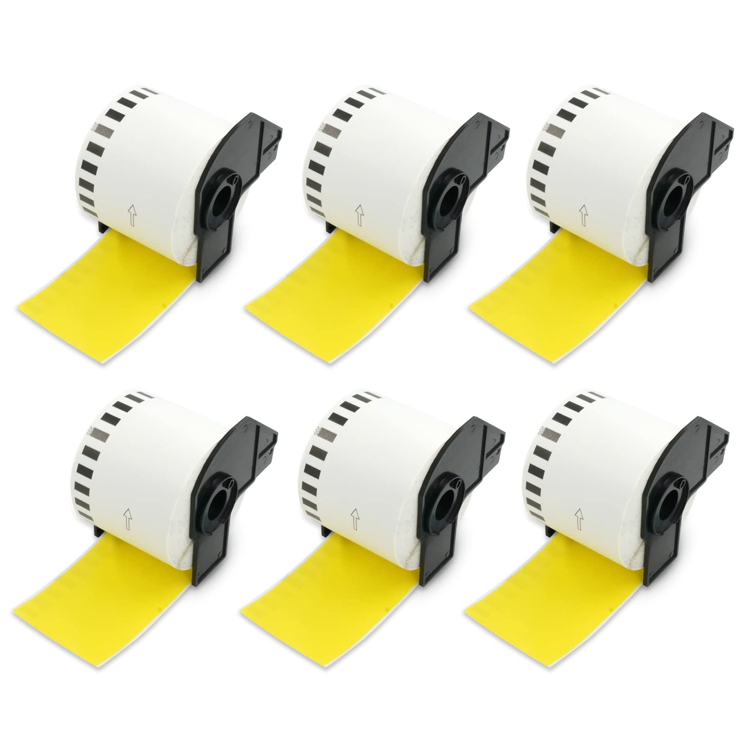 BETCKEY - Continuous Length Labels Replacement for Brother DK-2205 (2.4 in x 100 ft), Compatible with Brother QL Label Printers [6 Rolls/Continuous Labels, Yellow]