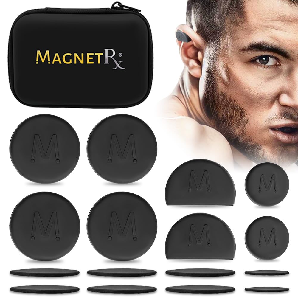MagnetRX® Cauliflower Ear Magnets – 8 Multi–Size Magnets & Spacers with Case – Compression Ear Magnet for Cauliflower Draining, Keloid Earring Support, BJJ, Wrestling & MMA Treatment & Prevention