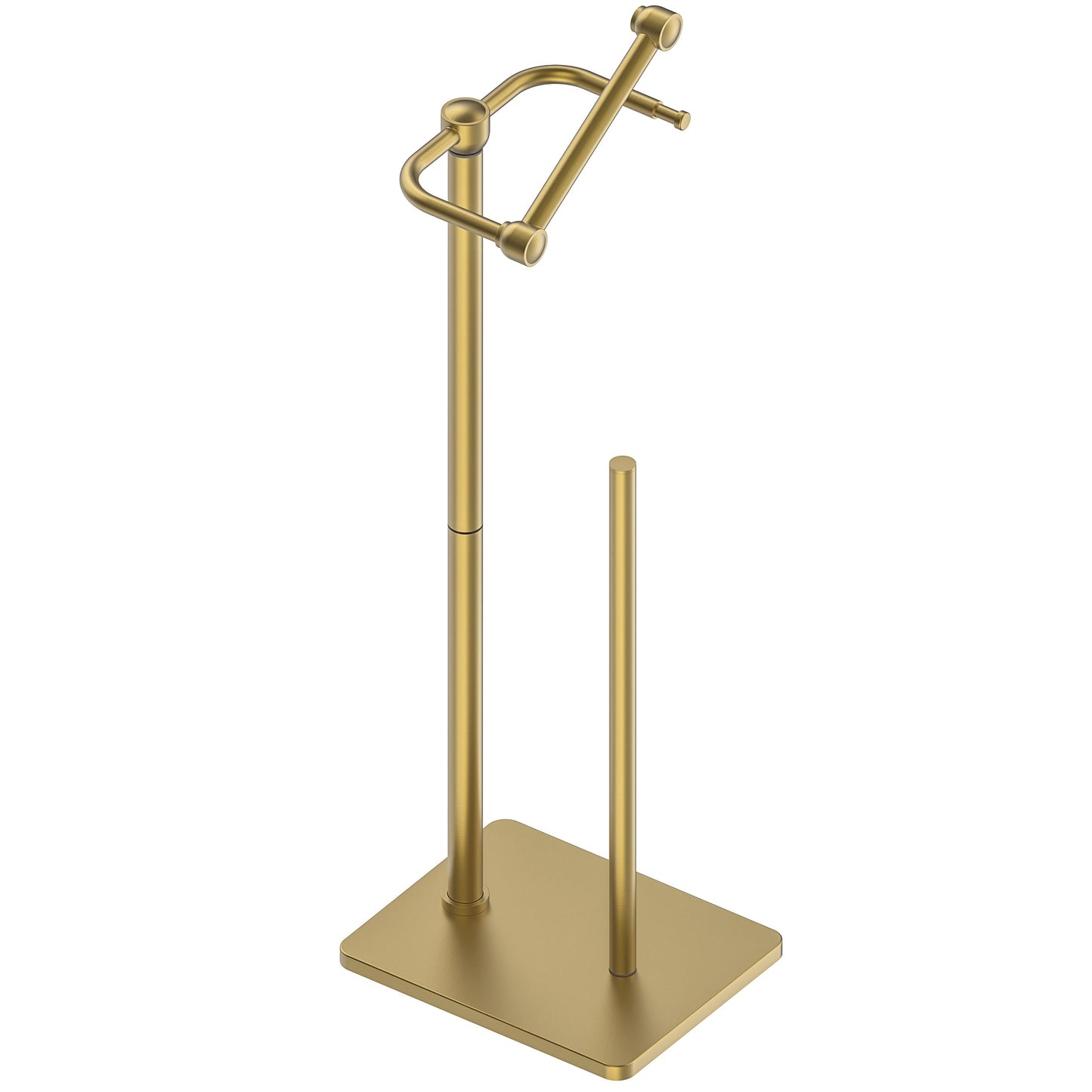 RUACQ Toilet Paper Holder Stand, Bathroom Toilet Paper roll Holder Free Standing with Storage for 4 Rolls, Post Pivoting Design, Stable Weighted Base, SUS304 Stainless Steel (Brushed Gold)