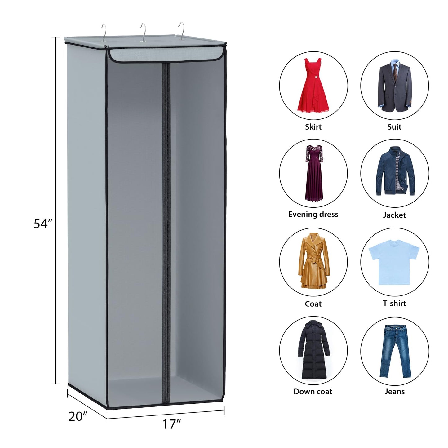 Univivi Garment Bags for Hanging Clothes, Large Clothes Storage Bags Closet Organizer with Clear Window, Premium Hanging Garment Storage Bag for Suits, Coats, Dresses, 54", 2-Pack
