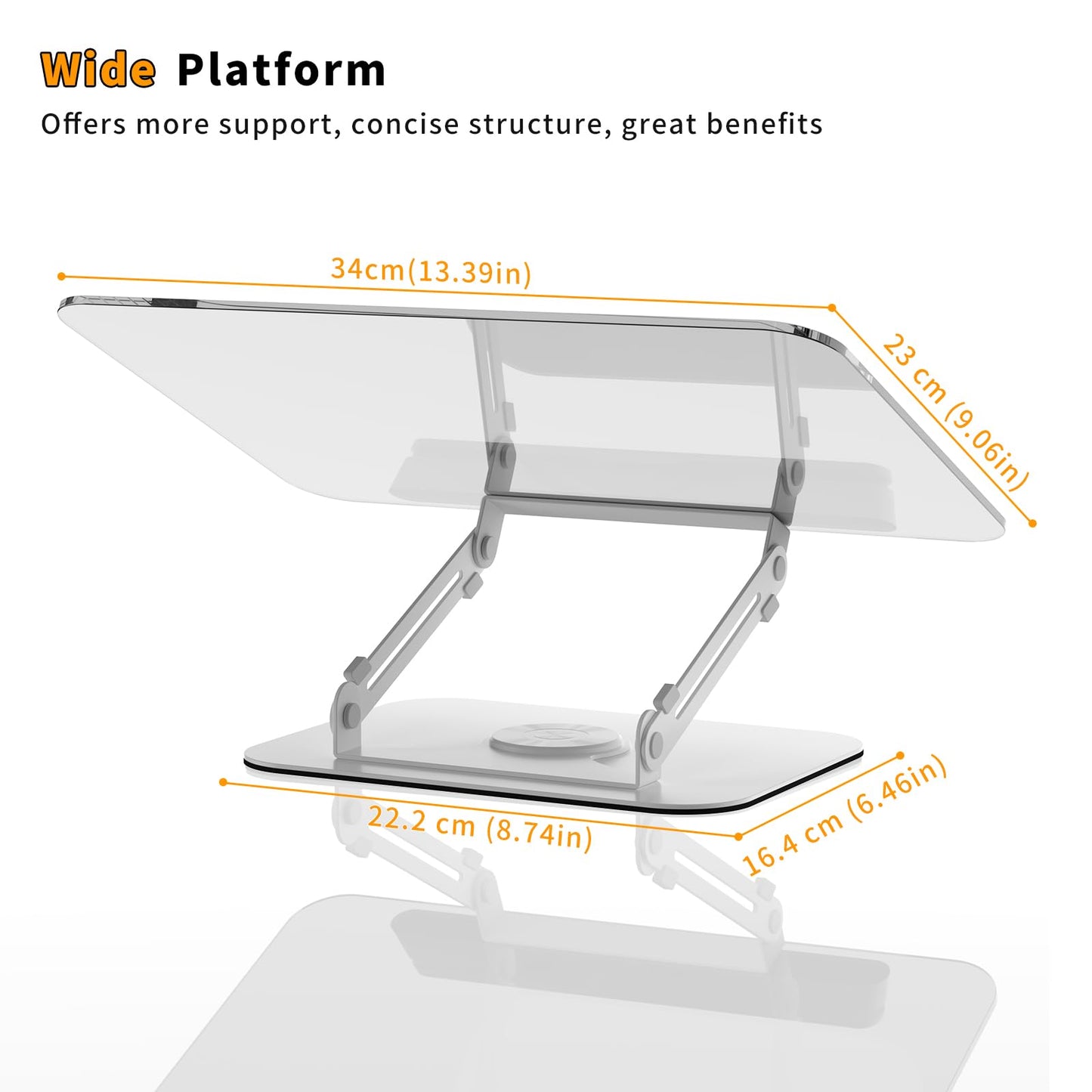 Acrylic Book Stand for Reading,Adjustable Holder with 360° Rotates Base & Page Clips,Foldable Desktop Ricer for Cookbook,Music Scores,Laptop,Tablet,Recipe,Textbook,Magazines