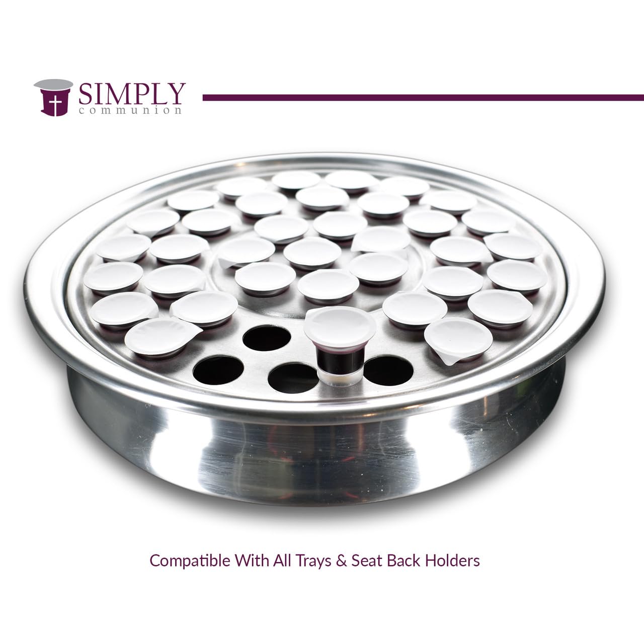 Simply Communion Prefilled Communion Cups 100 Count | Tray & Seatback Pew Compatible | Concord Grape Juice & Bread | Easy-Open