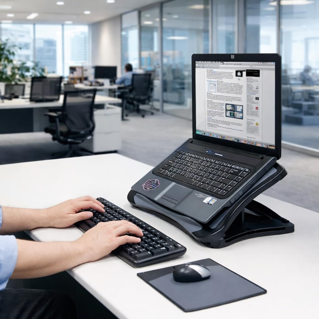 MAX SMART Laptop Lap Pad Laptop Stand with Attached Mouse Pad, Cushion and USB Cooling Fan, Non-Slip Heat Shield Tablet Computer Stand for Sturdy Work Station for Home, Office, Bed Sofa, Couch and Car