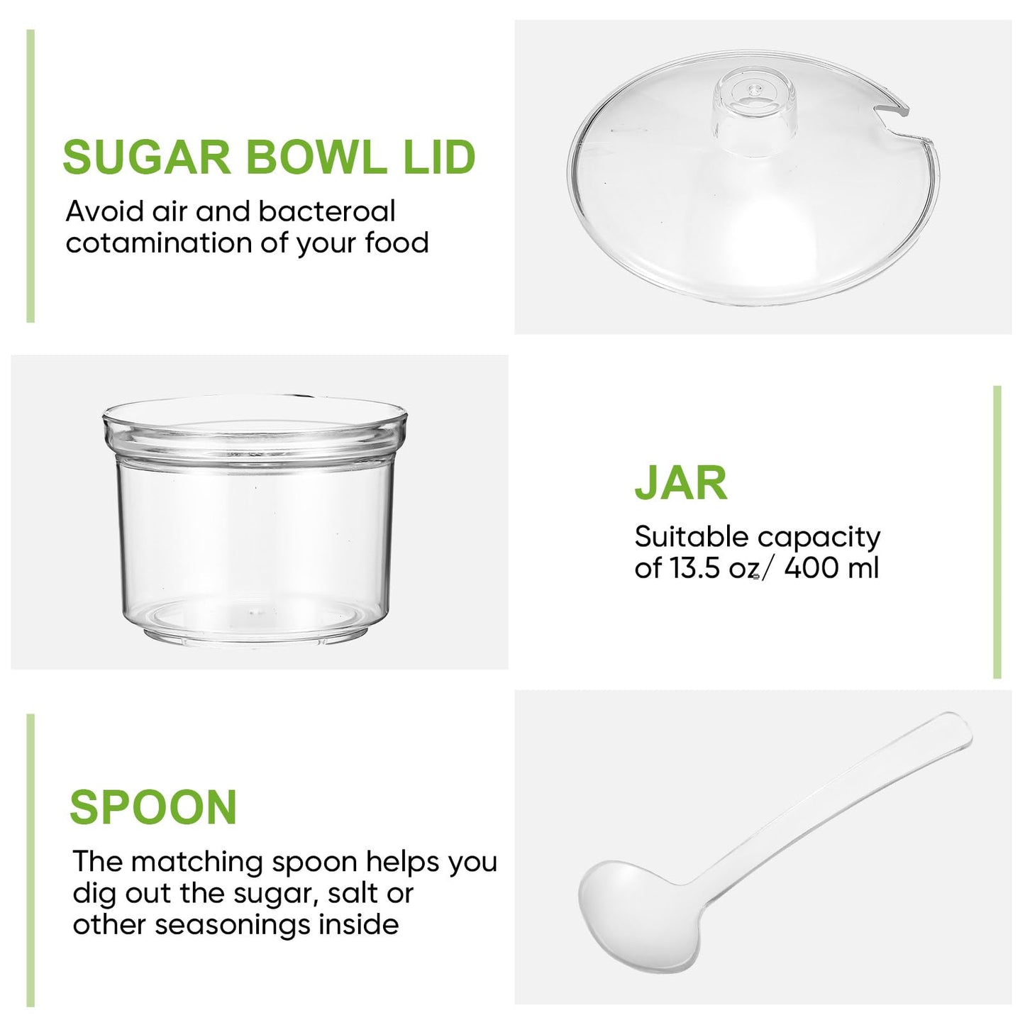Tioncy 12 Pcs Ice Cream Bar Supplies Sugar Bowls with Lid and Spoon Acrylic Candy Dispenser Party Bar Hot Cocoa Sundae Caramel Apple Dipping Container with Tag (13.5 oz,Clear)