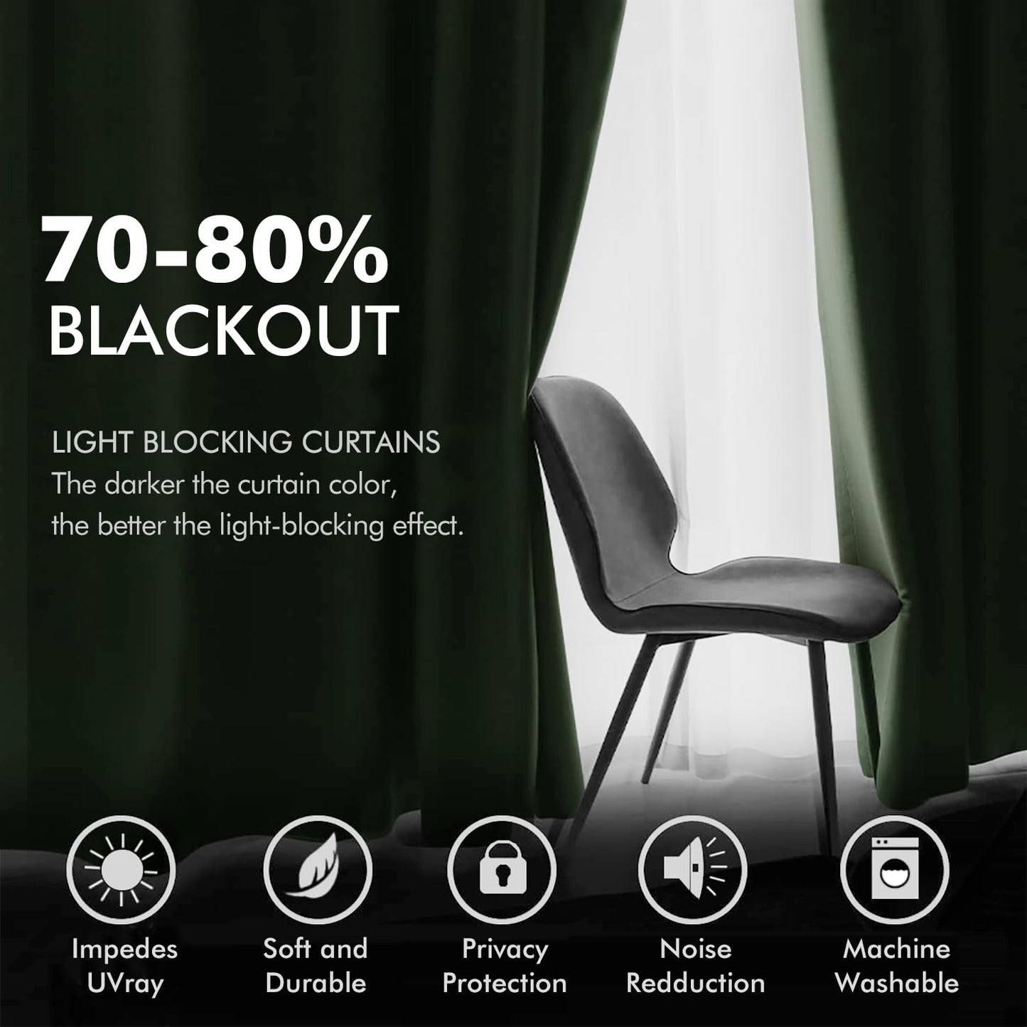 MIULEE Velvet Curtains Olive Green Elegant Grommet Curtains Thermal Insulated Soundproof Room Darkening Drapes for Classical Living Room Bedroom Decor 52 x 84 Inch Set of 2