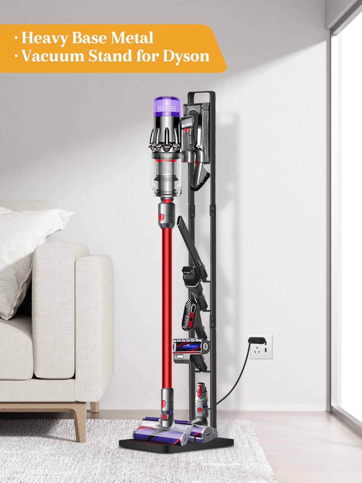 Haturi Vacuum Stand for Dyson V15 V12 V11 V10 V8 V7 V6, Metal Storage Holder for Cordless Vacuum & Accessories, Compatible with DC30 DC31 DC34 DC35 DC58 DC59 DC62 DC74, Black