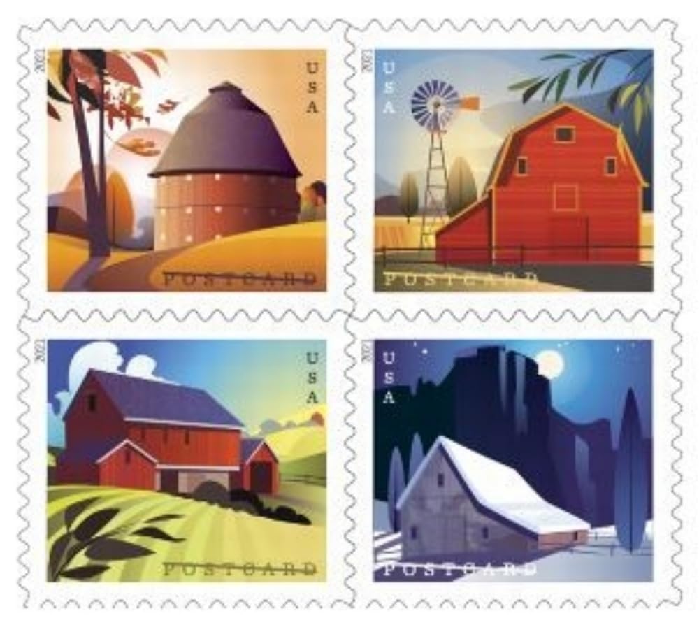 Barn Postcard Forever Postage Stamps 2 Sheets of 20 US Postal First Class American History Wedding Celebration Anniversary (40 Stamps)