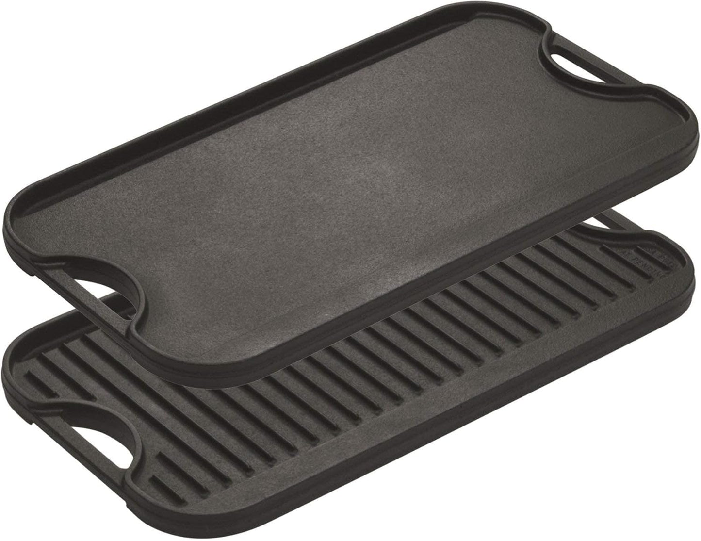 Lodge Pro-Grid Reversible Grill/Griddle - 20 Inches x 10.5 Inches - Dual-Sided Cast Iron Griddle - Double Burner Grill - Even Heat Distribution - PFAS-Free Non-Toxic Cookware