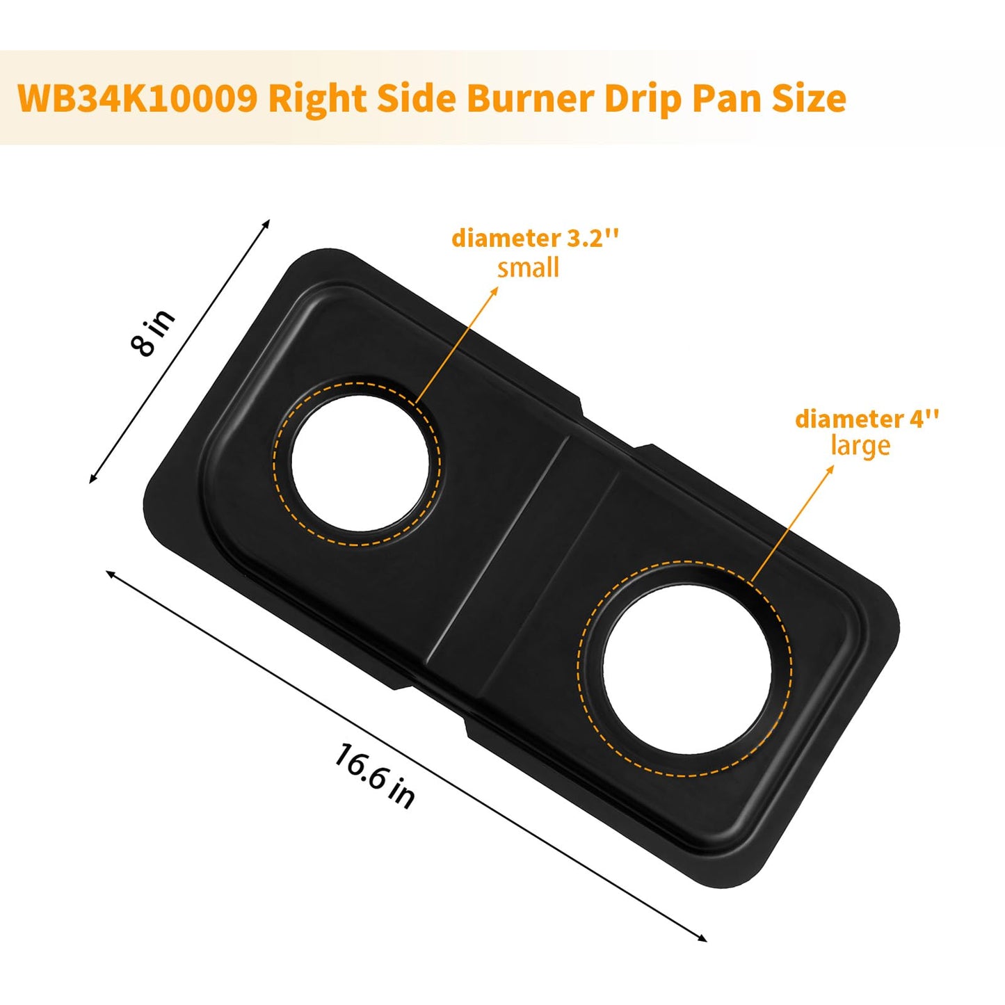 WB34K10009 Right WB34K10010 Left Burner Drip Pans Replacement for GE Hotpoint Gas Stove Range Parts 16.6" x 8" Stainless Steel Double Drip Pans GE Hotpoint Gas Stove Range Catch Pan Drip Bowls 2 Pcs