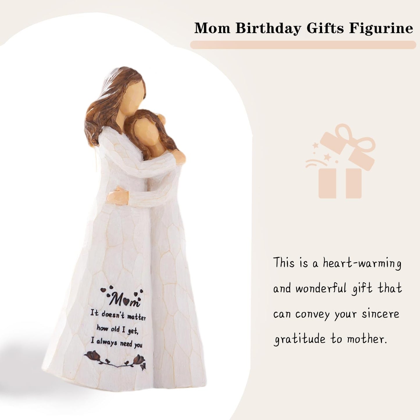 Kohehe Gifts for Mom, Mom Birthday Gifts from Daughter, 5.5" Handmade Figurine Gift for Mama Mother, Meaningful Moms Gift Ideas for Mothers Day, Birthday, Valentines Day, Christmas