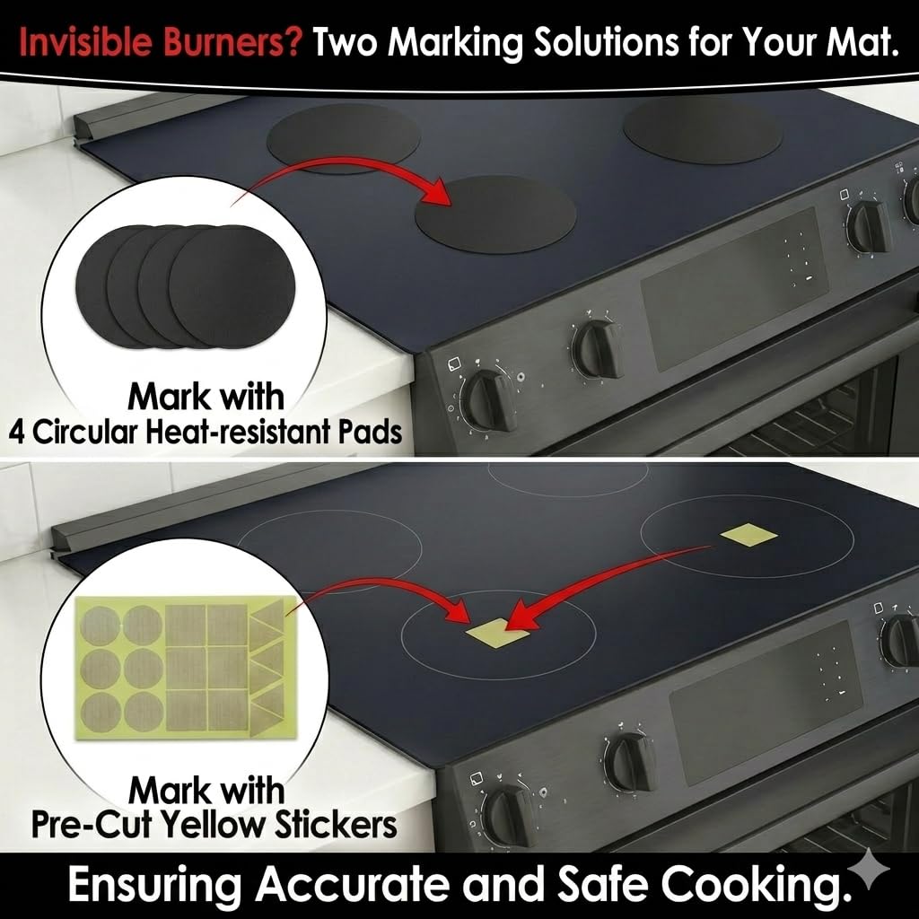 Extra-Large Translucent Induction Cooktop Protector Cover Mat 20.4" x 30.7 "(Magnetic) | 230°C (450℉) Heat-Resistant | Range Covers for Electric Stove | Multi-Use Silicone Mat (TSMGTS7)