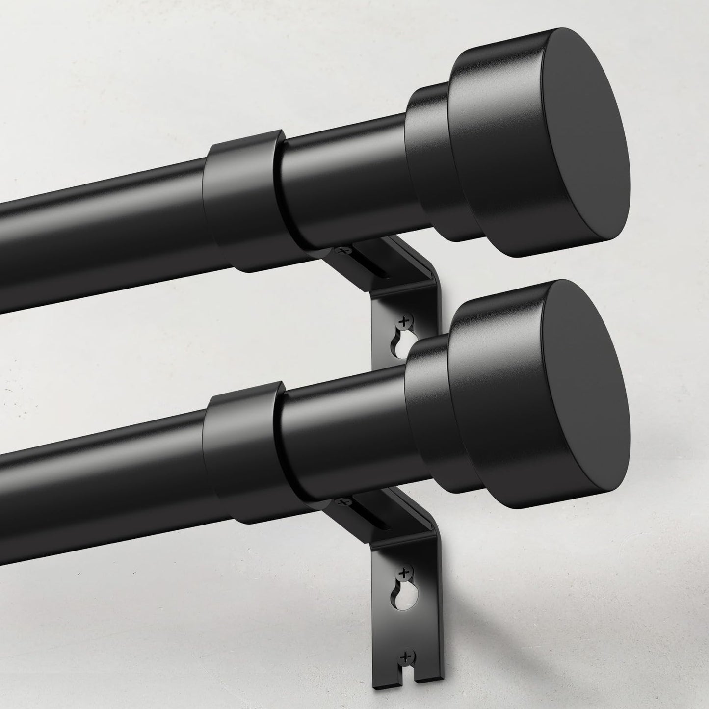 IFELS 2 Pack Heavy Duty Curtain Rods for Windows 28 to 48 Inch, 1 Inch Black Adjustable Curtain Rod Set with Easy Installation and Modern Design (A1,Black,30-60",2Pack)