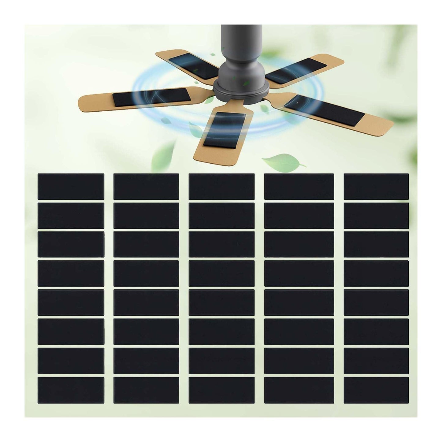 40 Pcs Ceiling Fan Filters for Blades, Fan Air Purifier Pads with Activated Coconut Shell Carbon, Universal Easy Stick Ceiling Fans Filter Fit for Common Household Office Contaminants