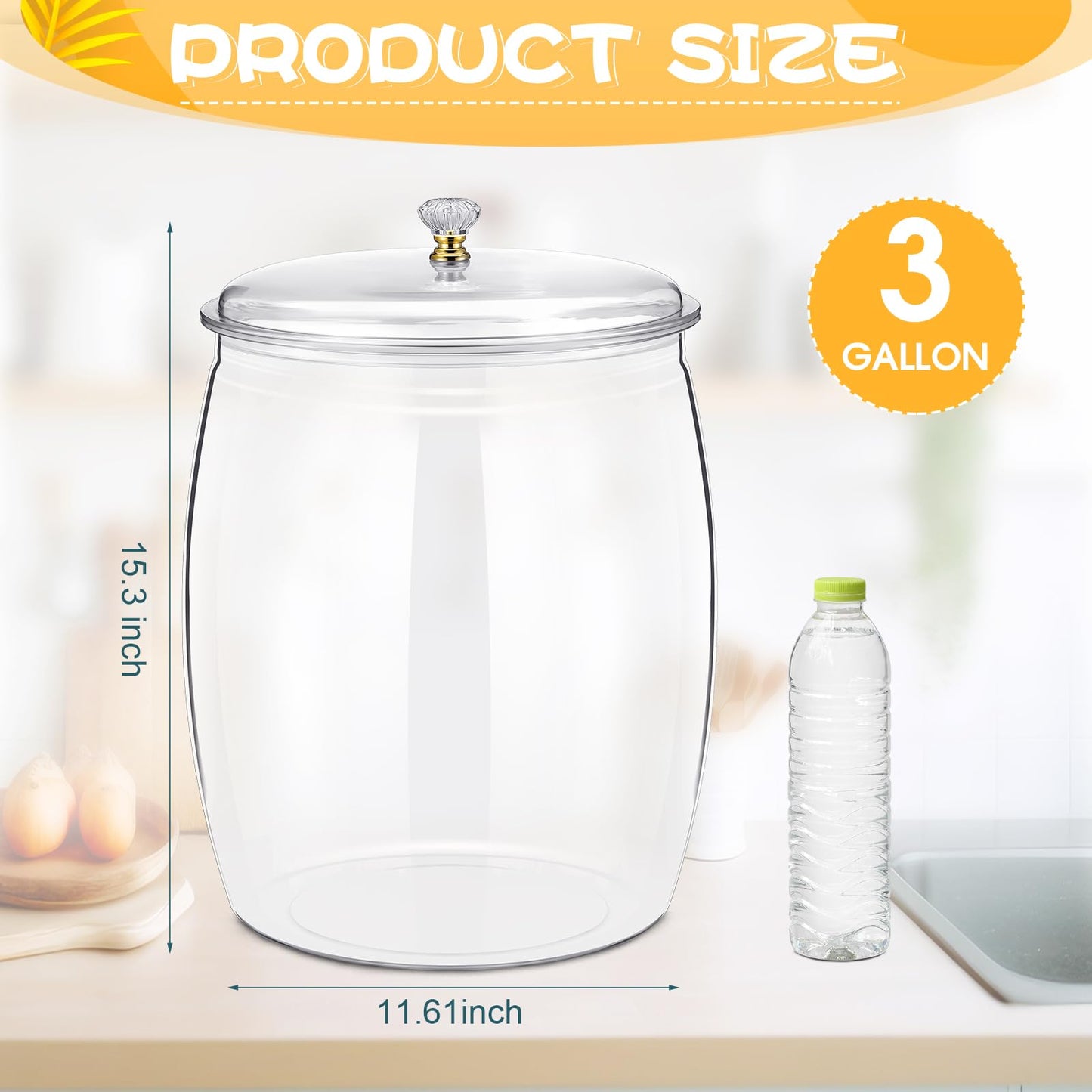 Nuogo 3 Gallon/384 oz Large Candy & Cookie Jar with Lid Plastic Apothecary Jars Large Food Storage Container Unbreakable Kitchen Storage for Cookie, Candy, Snack and Dried Foods DIY Gift