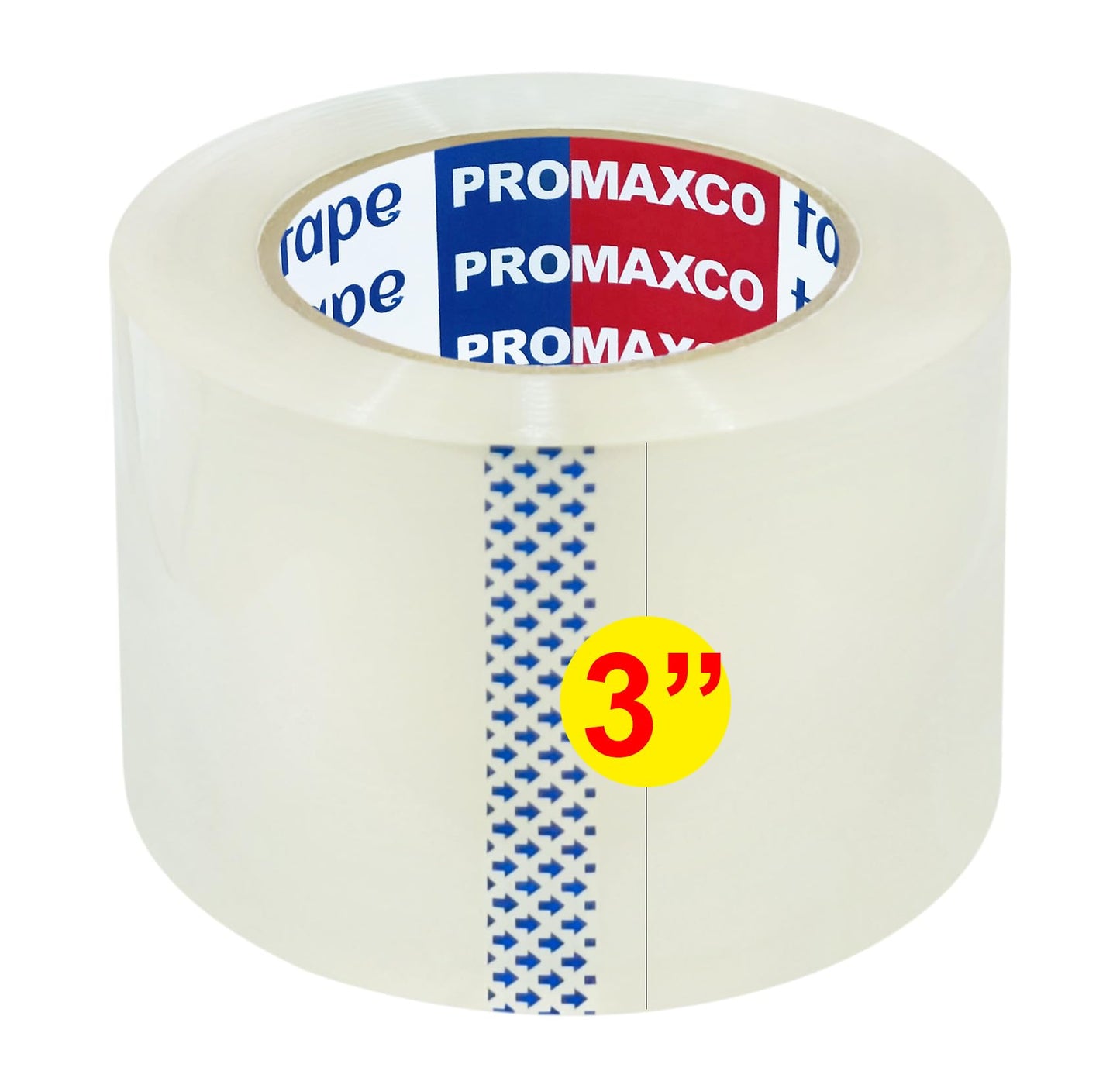 PROMAXCO 3" Heavy Duty Packing Tape, 18 Rolls, Clear, 3" Core, Total 990Y, Clear, 2.5 mil, 3 in x 55 Yards, Refill for Packaging and Shipping(3" Width, not 2" Width)