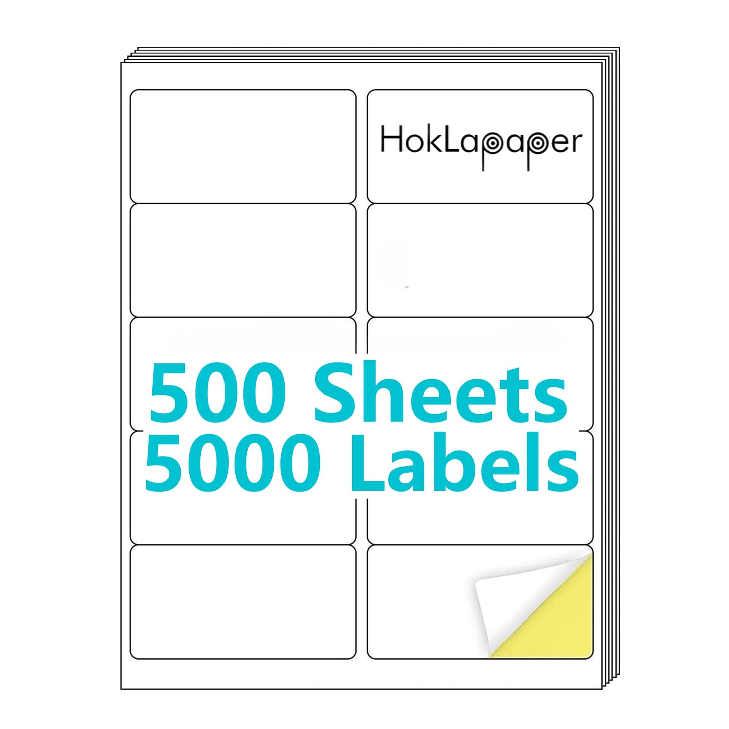 Hoklapaper 2" x 4" Shipping Labels,Printable White Mailing Labels for Laser/Inkjet Printer,Permanent Adhesive Sticker Labels(500 Sheets,5000 Labels)