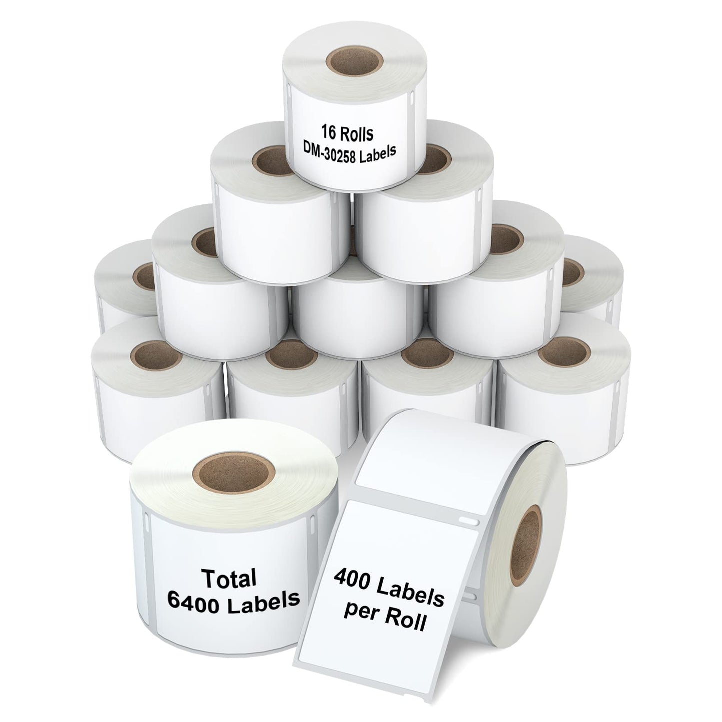6400 Pcs 2-1/8" x 2-3/4" Labels Replacement Work with Dymo 30258 Shipping Labels (NOT FIT Dymo 550 & 5XL), Misofuki 16 Rolls Waterproof Direct Thermal Labels Used with Labelwriter 450, 450 Turbo, 4XL