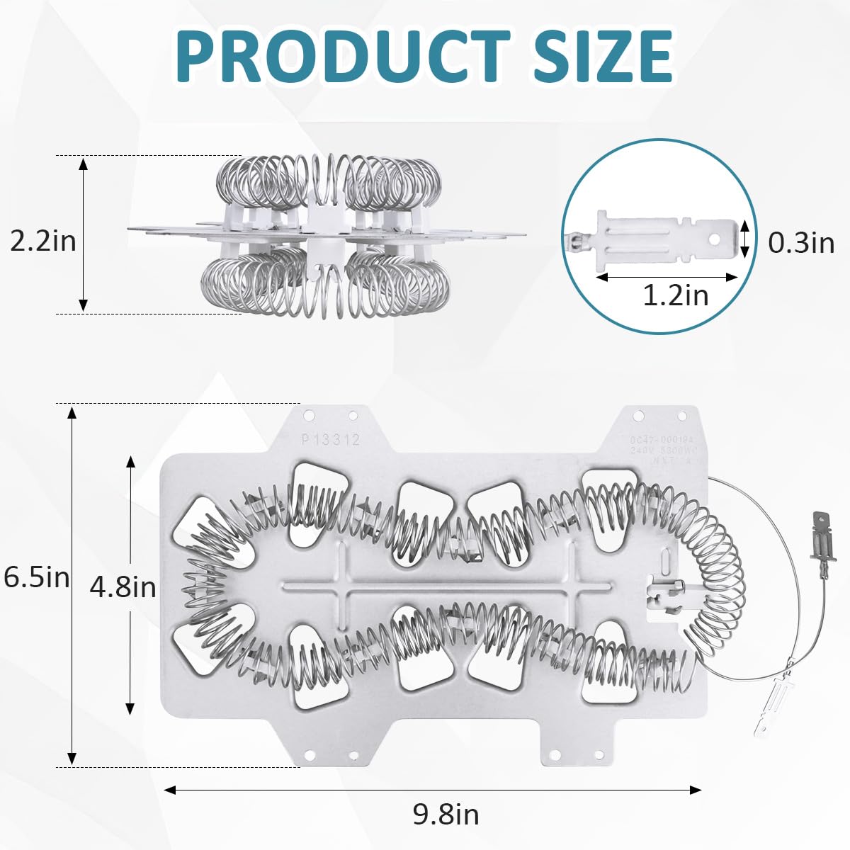 Heating Element for Samsung Dryer Replacement DC47-00019A Dryer Heating Element for Samsung DV419AEW/XAA, DV42H5200EF/A3, DV50F9A6EVW/A2, DV405ETPAWR/AA Dryers