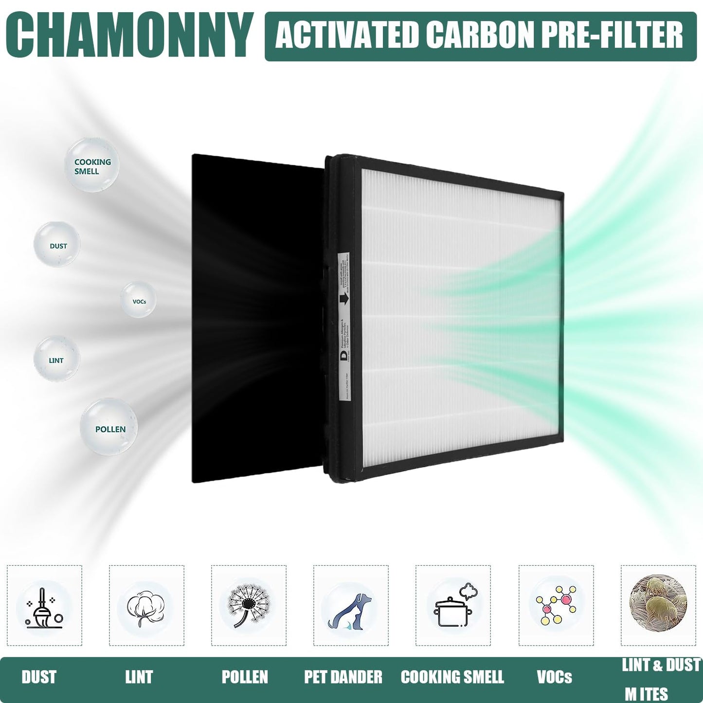 CHAMONNY IAF-H-100D Idylis D Replacement Filter Size D, Compatible with Idylis AC-2118, AC-2123, IAP-10-280 Air Purifier, 2 HEPA Filters + 4 Activated Carbon Pre-filters