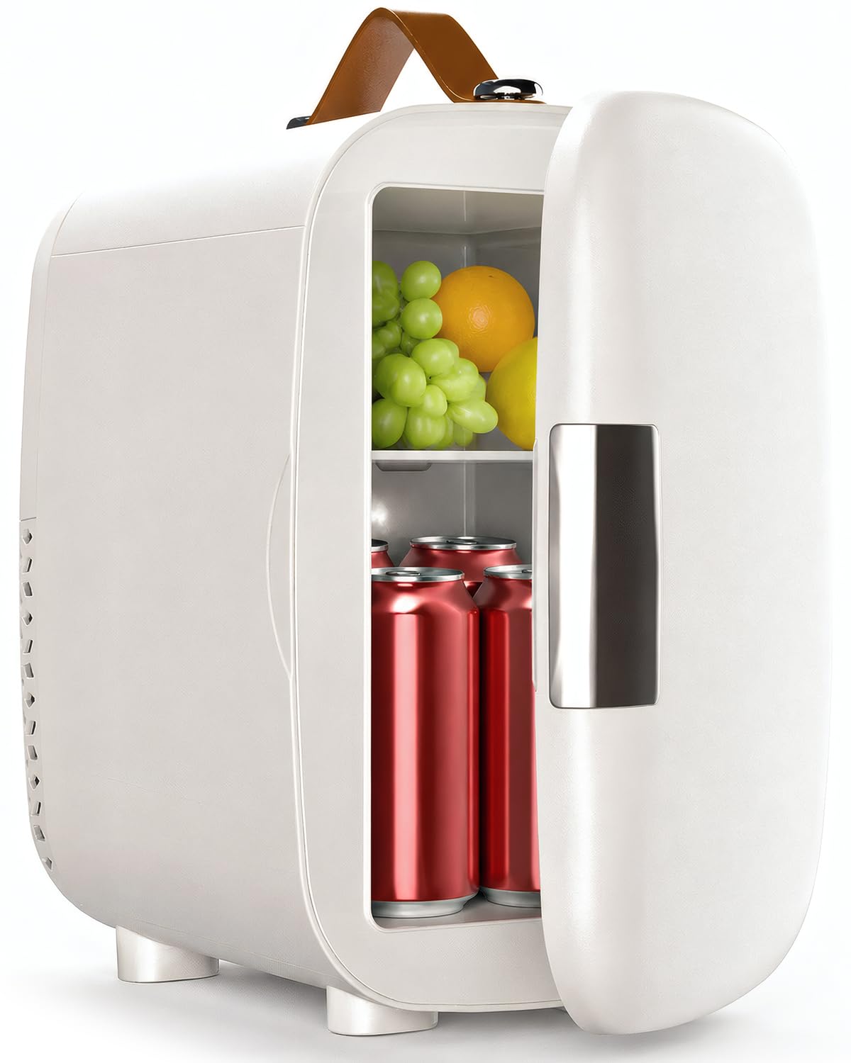 FANSEXPERT Cosmetic Fridge, Portable Mini Fridge for Skincare Food Drinks, 4L/6 Can Electric Plug In Cooler & Warmer, AC/DC Skincare Refrigerator for Bedroom Office Car Dorm (White)