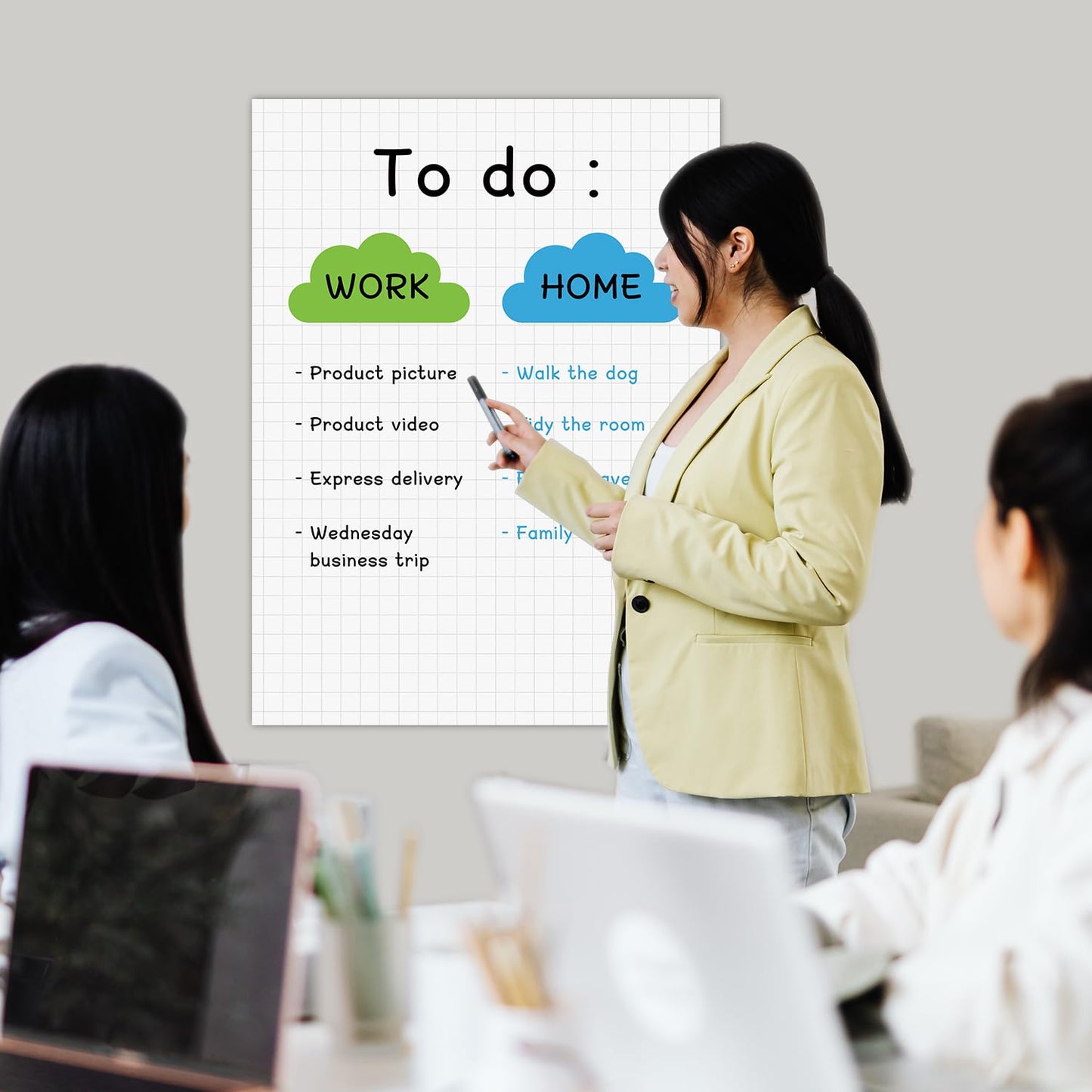 MVISUAL 15 Pack Static Dry Erase Sheets, White Board Wallpaper 31.5 x 24 Inch, Line Dry Erase Sticker for Wall