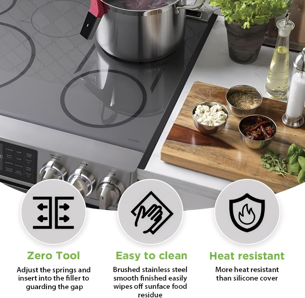 2 Pcs 316 Stove Gap Covers Stainless Steel Stove Gap Filler Range Trim Kit Between Oven and Countertop Dishwasher Dryer Heat Resistant and Easy to Clean (23.4'Matte Black)