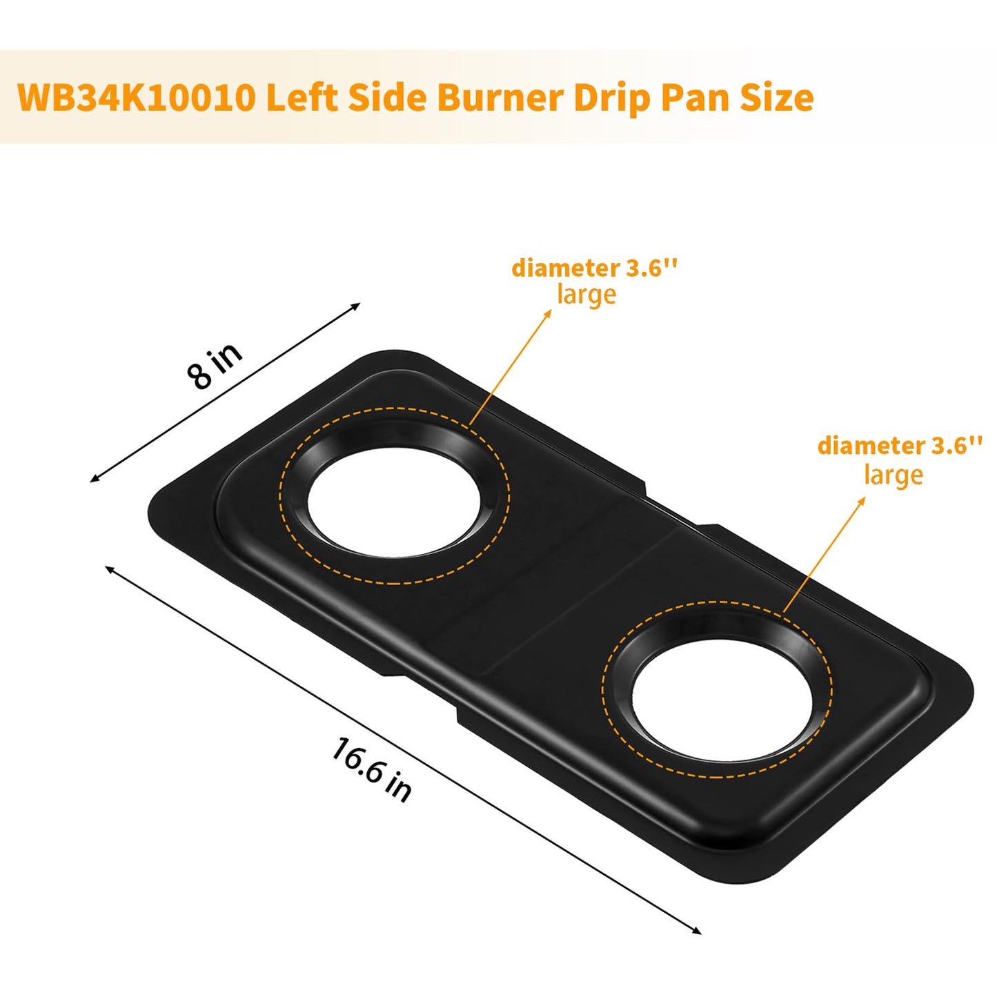 WB34K10009 Right WB34K10010 Left Burner Drip Pans Replacement for GE Hotpoint Gas Stove Range Parts 16.6" x 8" Stainless Steel Double Drip Pans GE Hotpoint Gas Stove Range Catch Pan Drip Bowls 2 Pcs