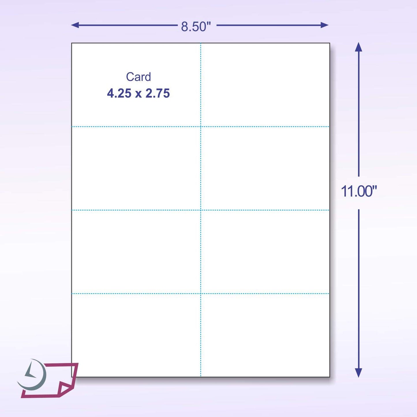 NextDayLabels - Blank Perforated Printable Cardstock, 8 Cards per Sheet, 125# tag - for laser and inkjet printer, 4-1/4" x 2-3/4" Each Card - 800 Cards - made in the USA