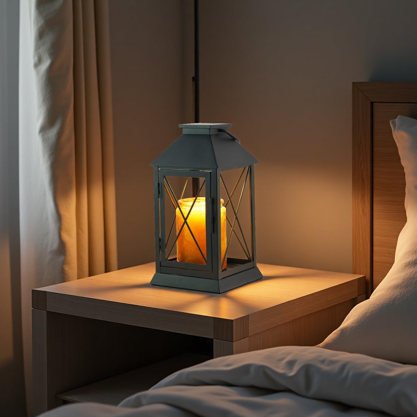 Aaffkaa Candle Warmer Lamp with Timer Dimmable,Compatible with 3 Wick Candle/Large Candle,Vintage Lamp Candle Warmer Lantern Farmhouse Style,Fully Enclosed Designed and Hanging Up-Black